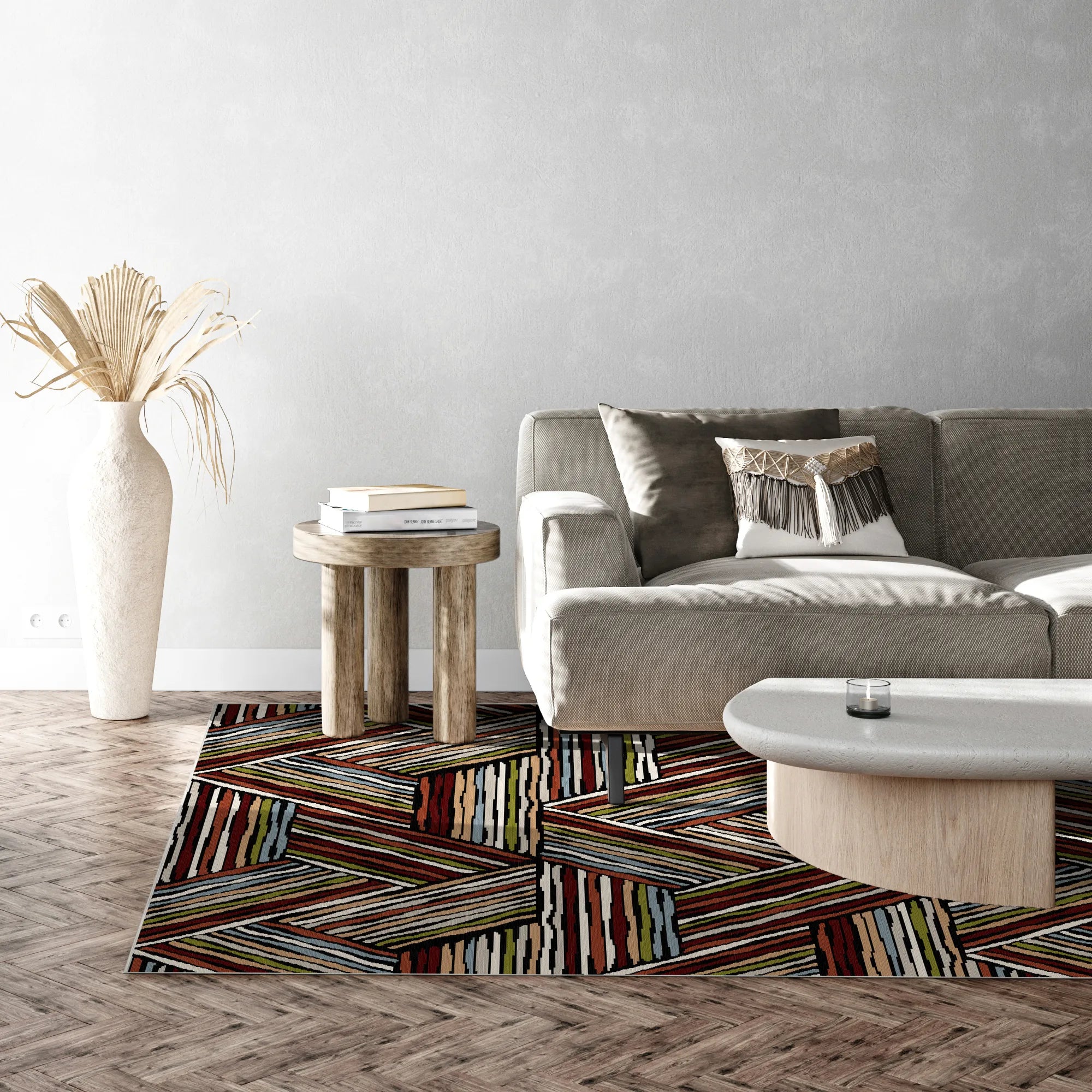 Lebhafter Rostfarbener Linearer Dreiecksteppich