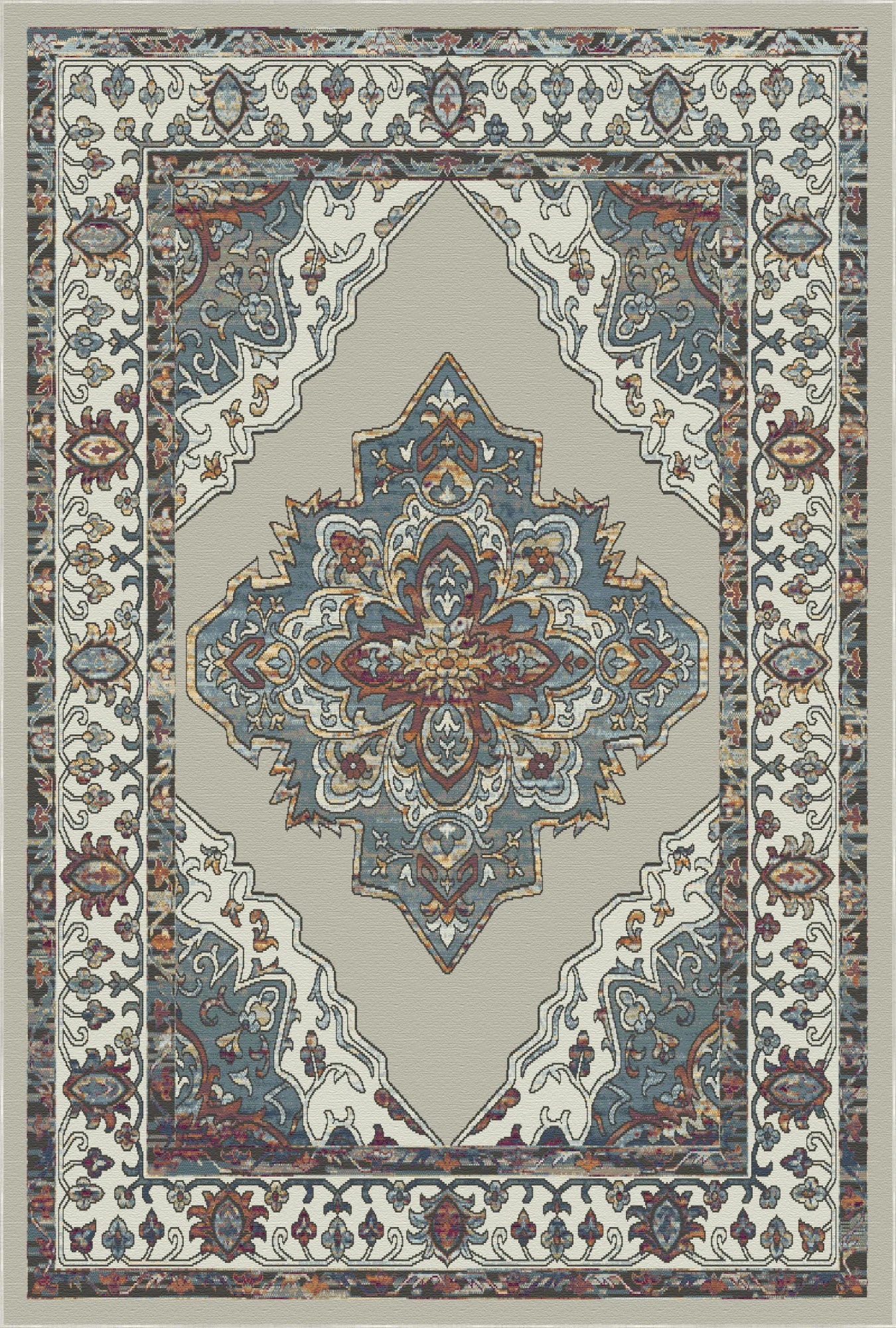 Silver Oasis Medallion Heritage Teppich
