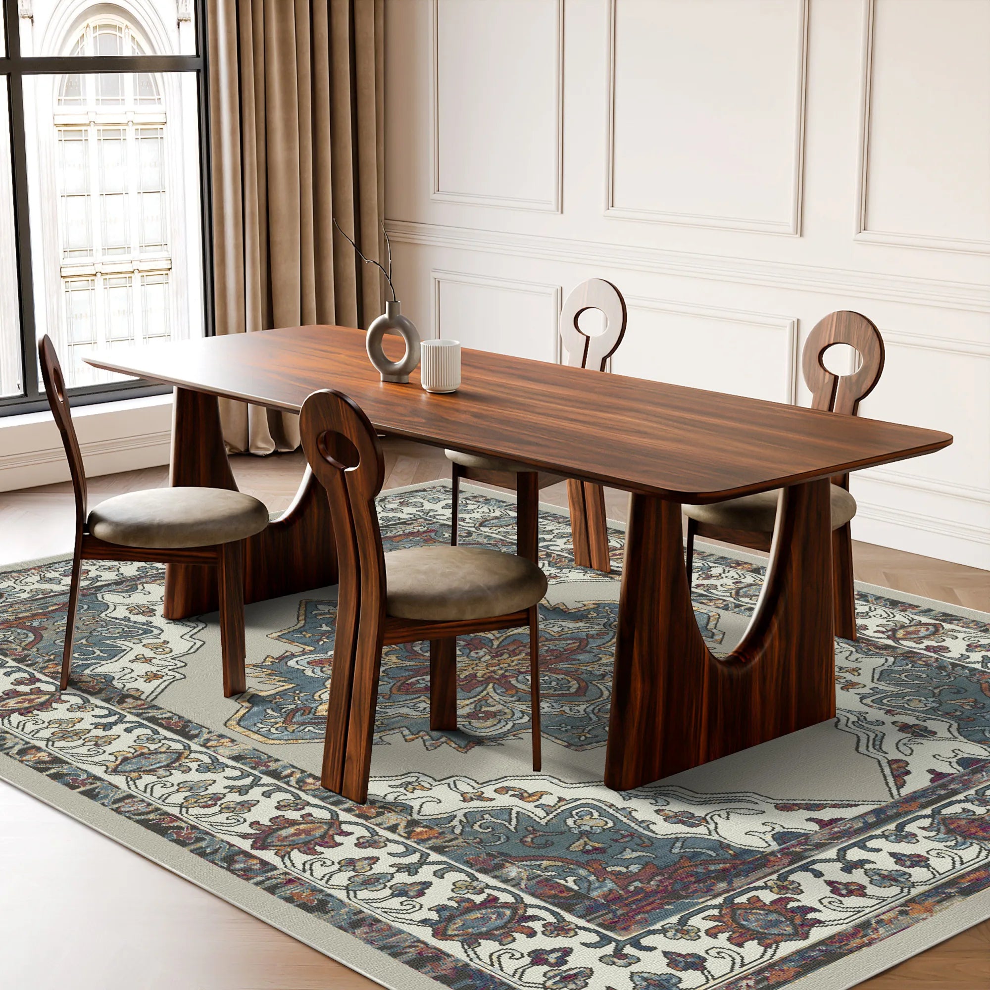 Silver Oasis Medallion Heritage Teppich