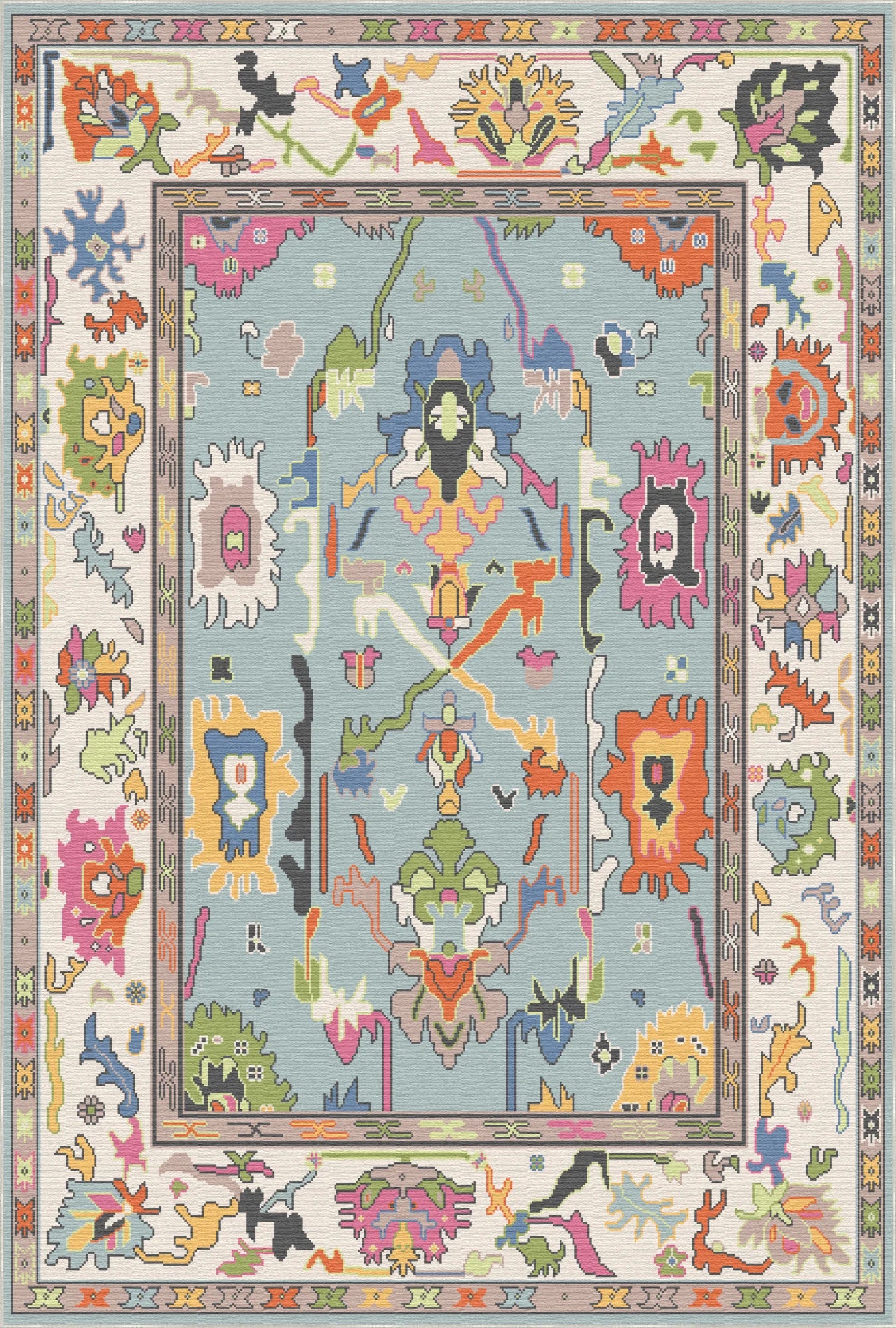 Vora Sky Abstrakter Folk Teppich