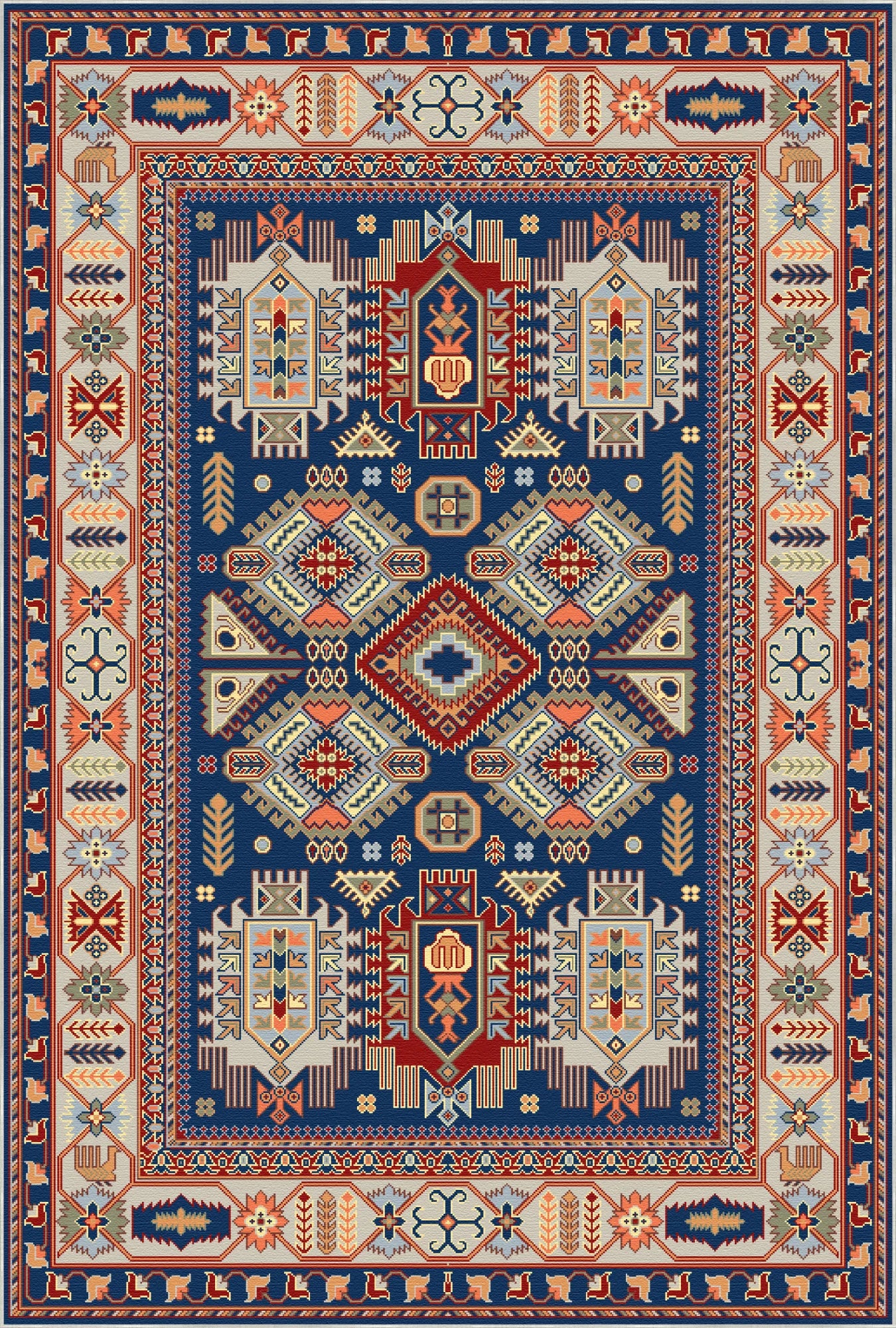 Atlas Indigo Dynasty Geometrischer Teppich
