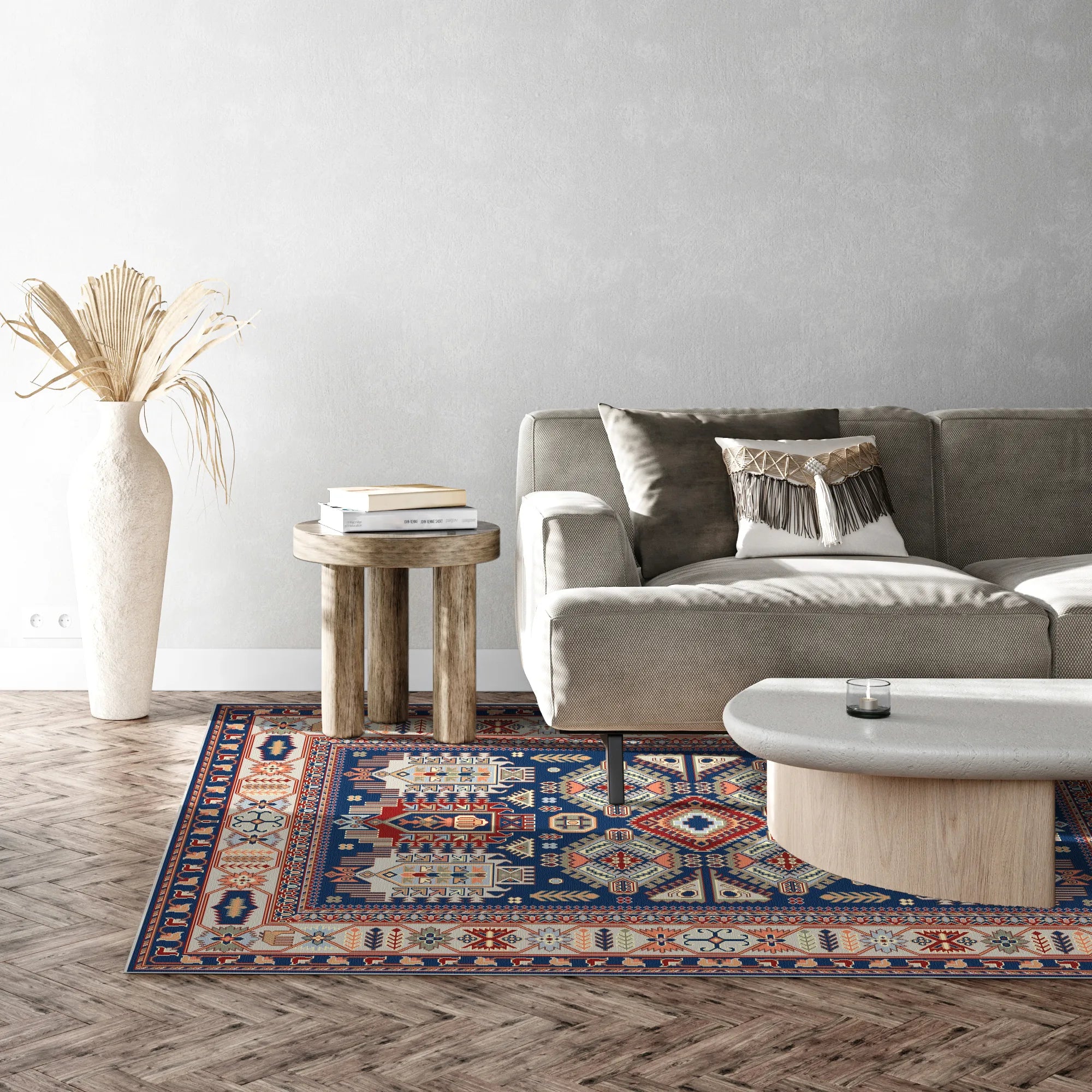 Atlas Indigo Dynasty Geometrischer Teppich