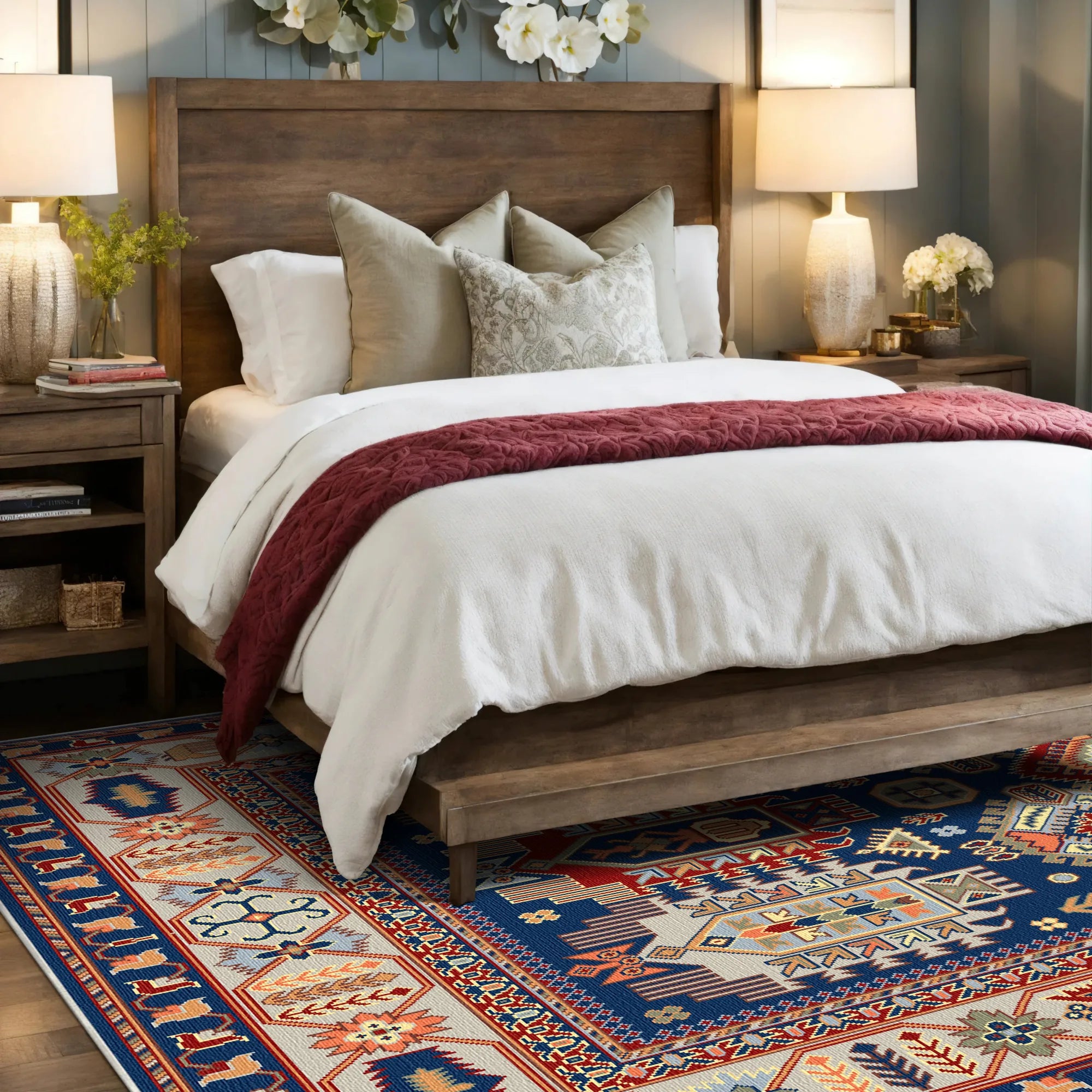 Atlas Indigo Dynasty Geometrischer Teppich