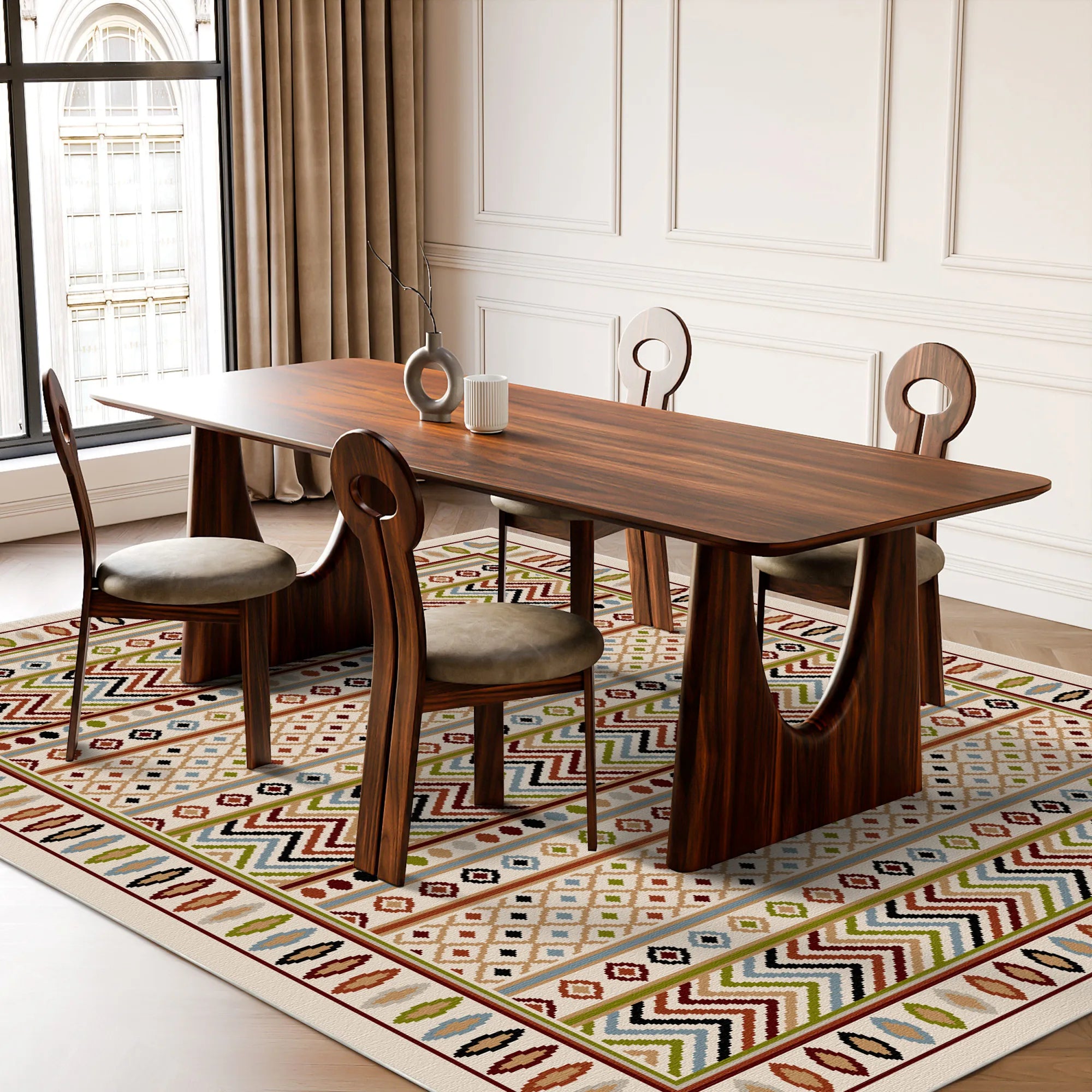 Waschbarer Teppich Painted Mesa Geometric