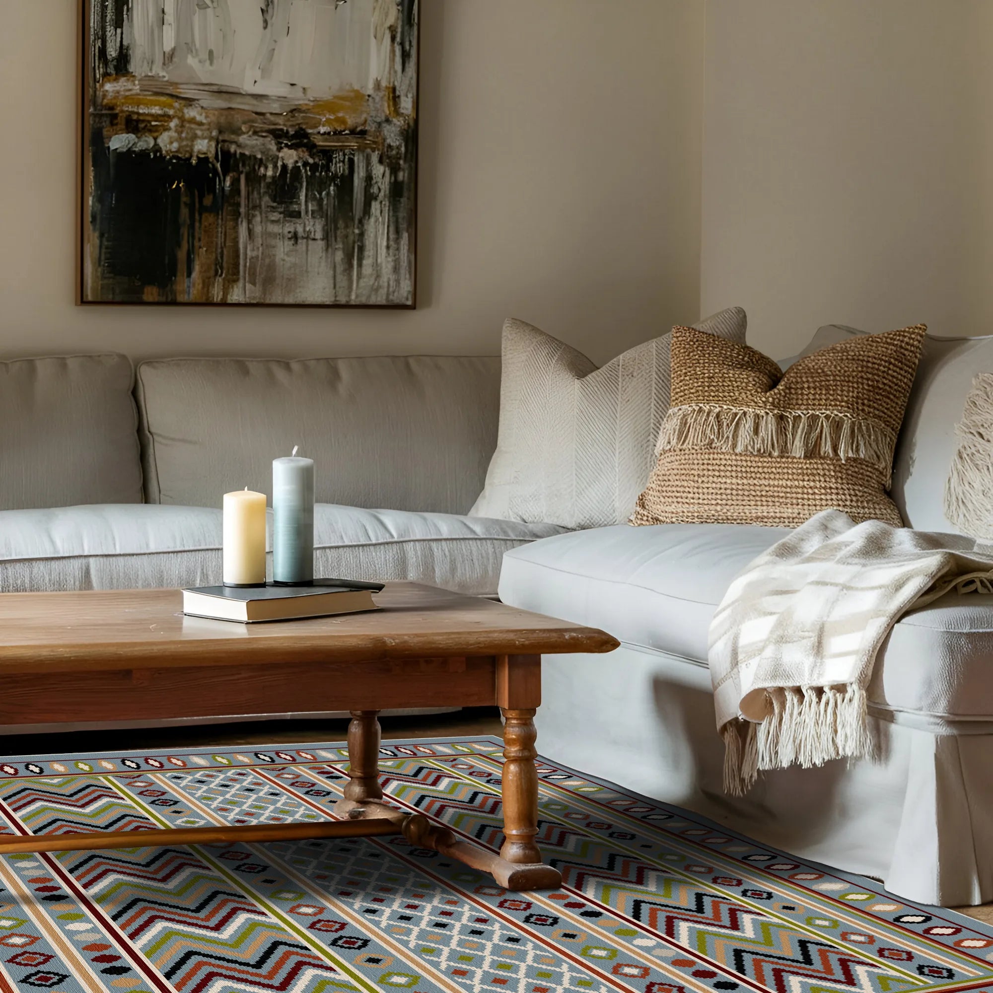 Waschbarer Teppich Azure Trail Geometric