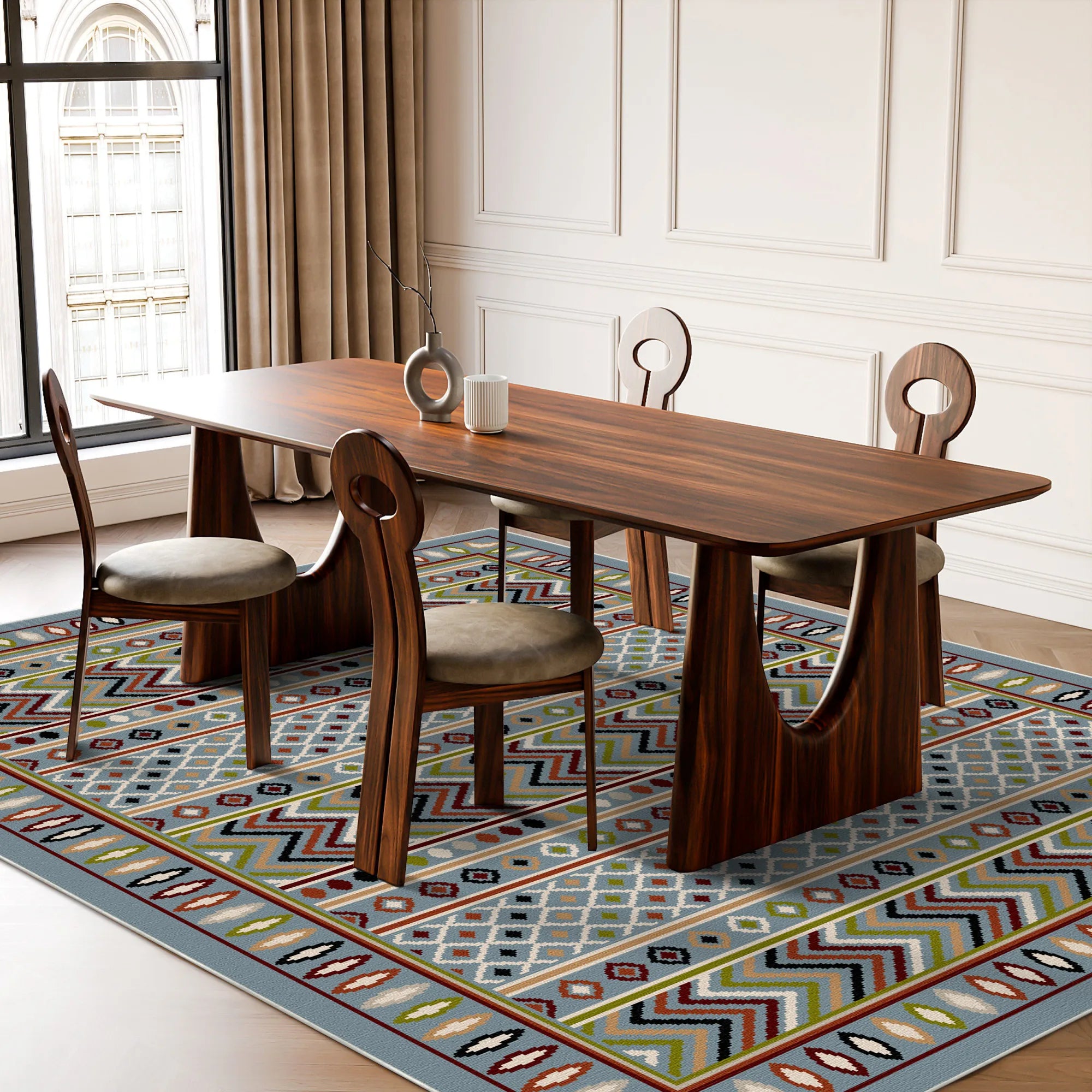 Waschbarer Teppich Azure Trail Geometric