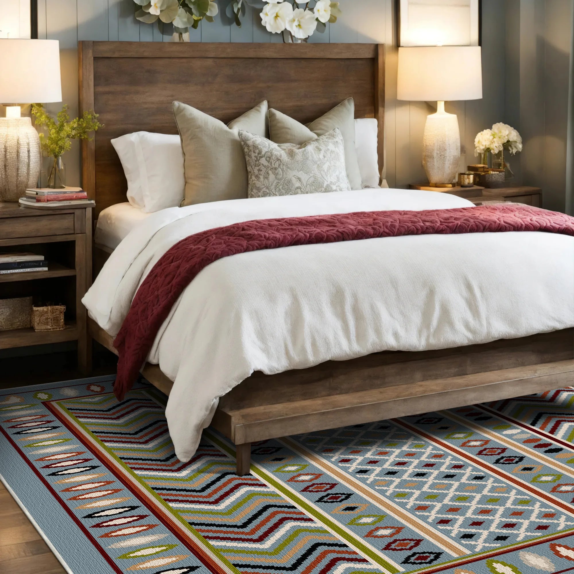 Waschbarer Teppich Azure Trail Geometric