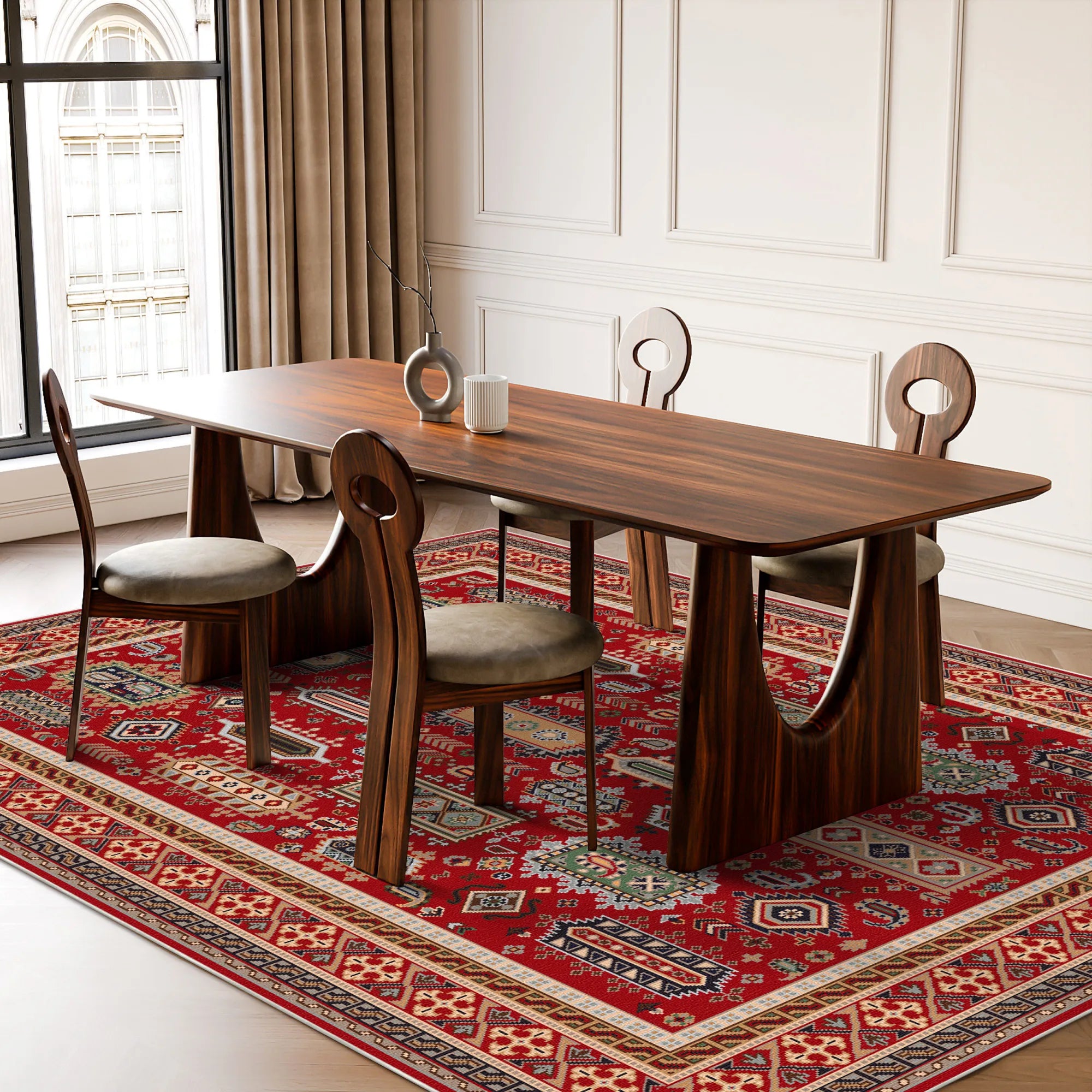 Kora Scharlachroter Nomad Geometrischer Teppich