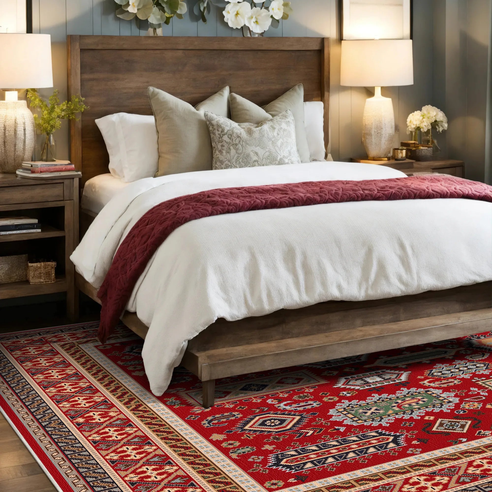 Kora Scharlachroter Nomad Geometrischer Teppich