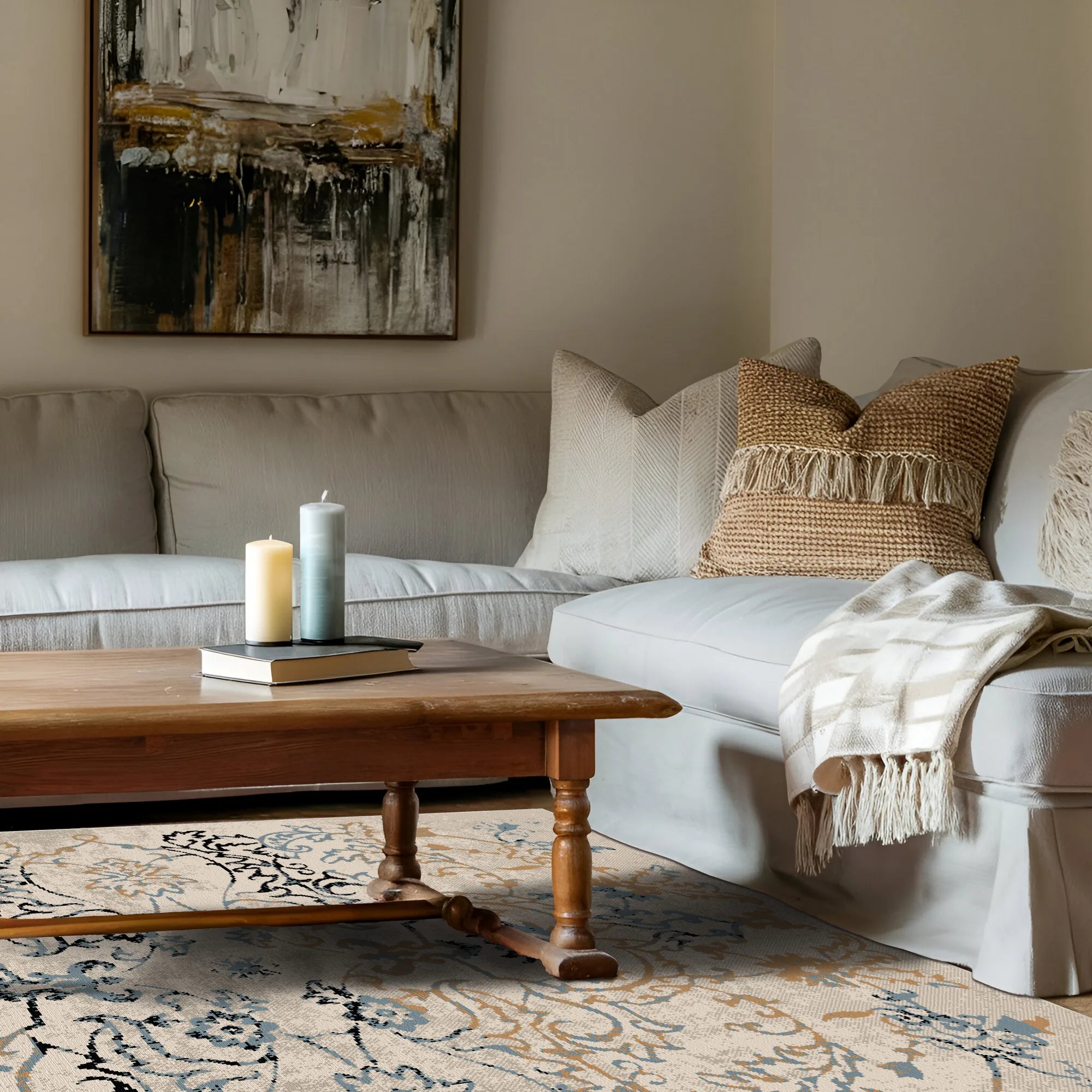 Waschbarer Teppich Gilded Sky im Used-Look