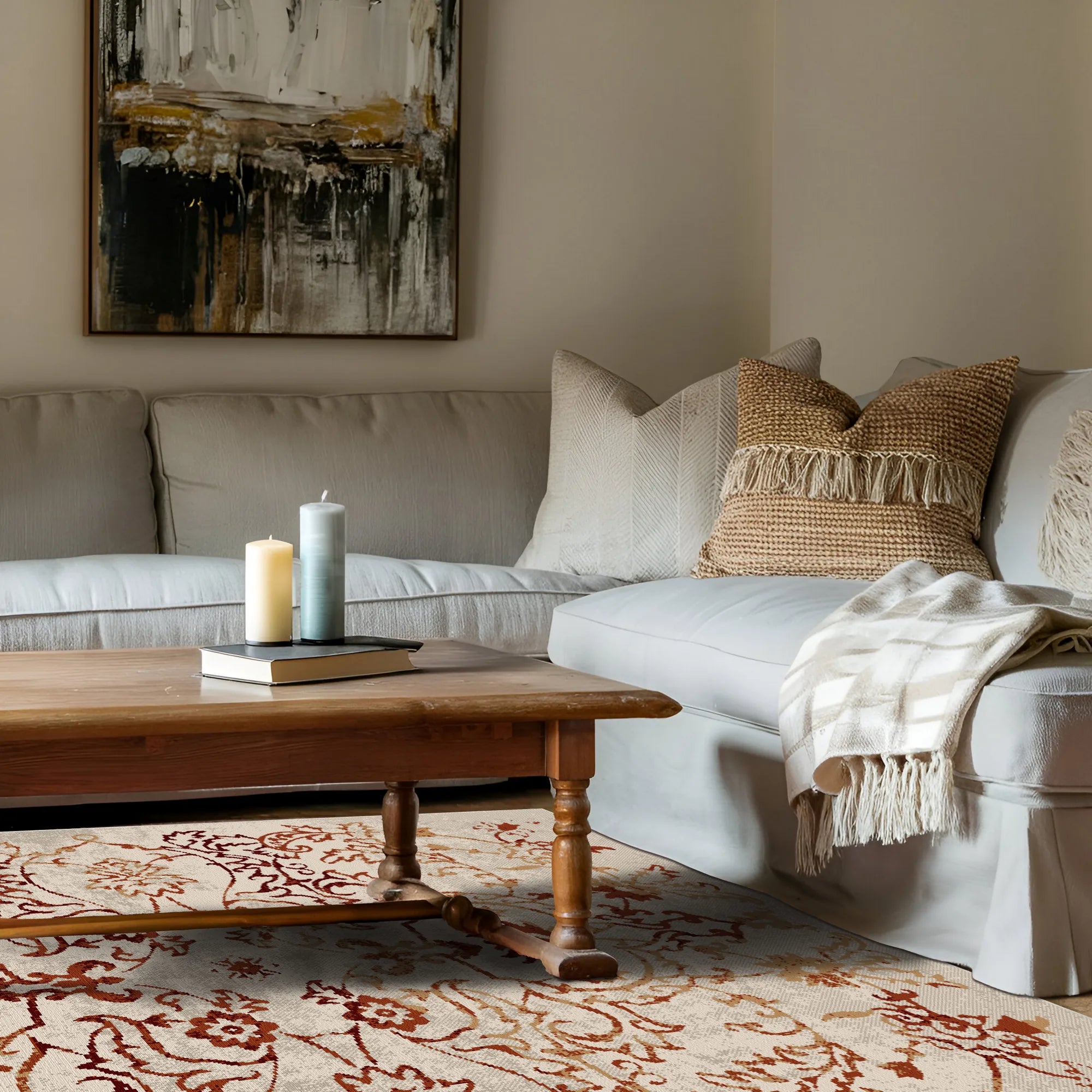 Terra Bloom Waschbarer Teppich im Used-Look