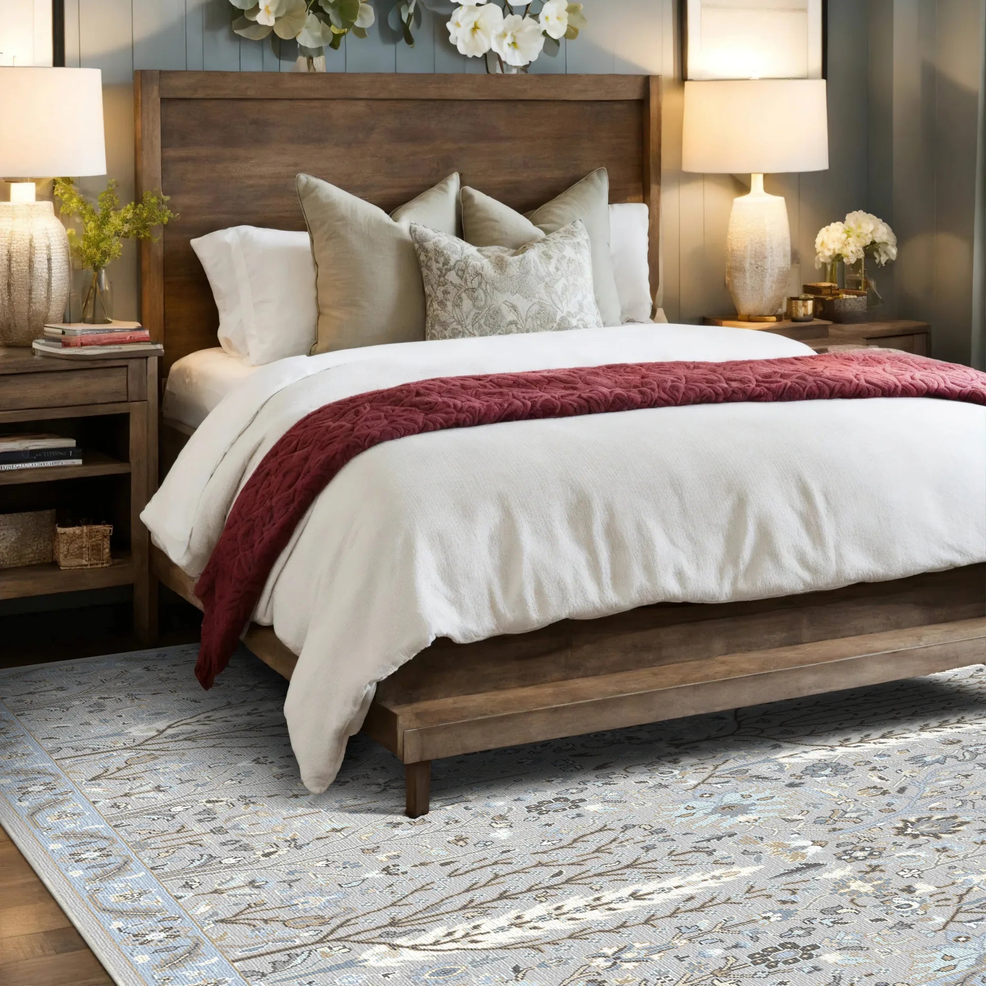 Nora Silver Arbor Floral Teppich