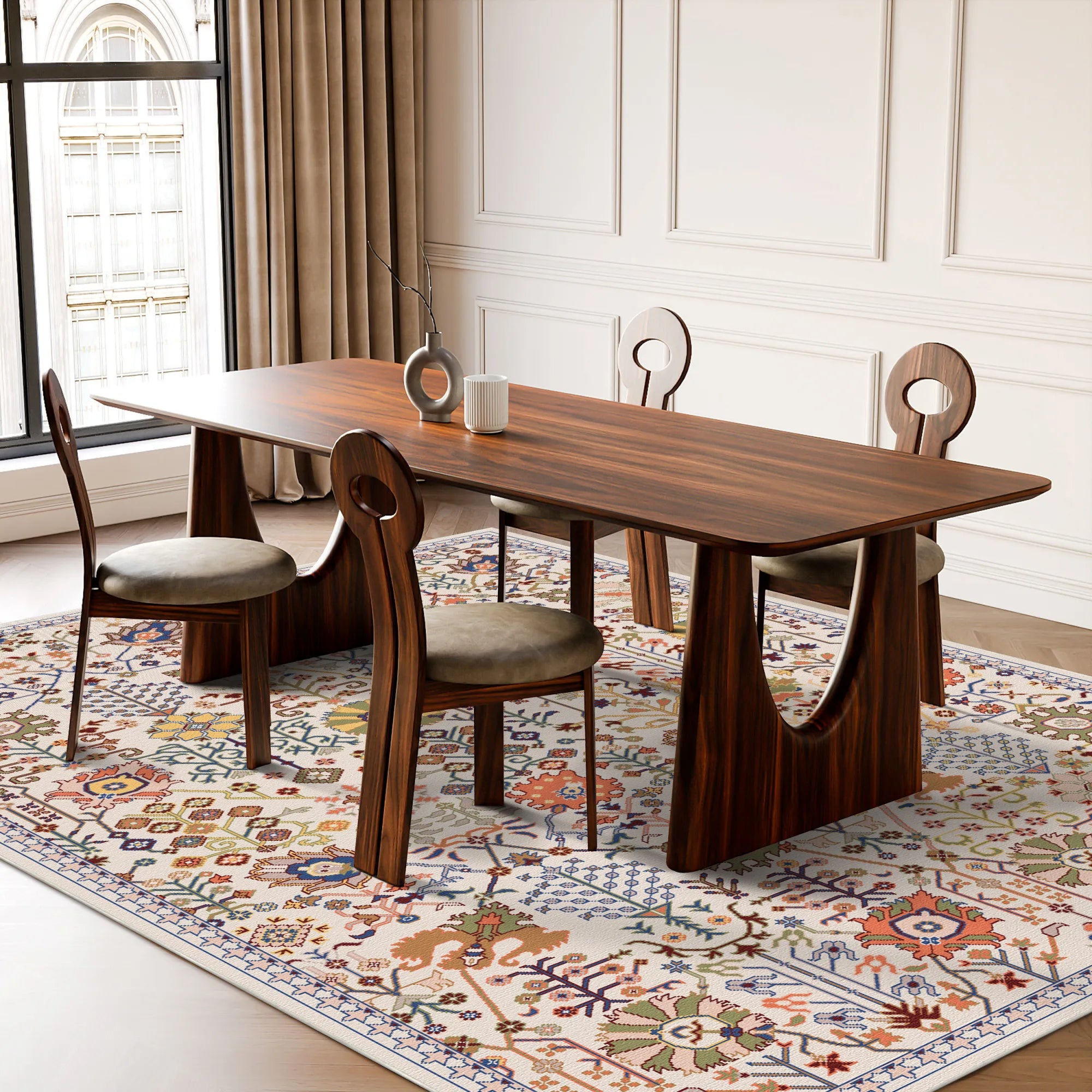 Vesta Elfenbeinfarbener Orchard Botanischer Teppich