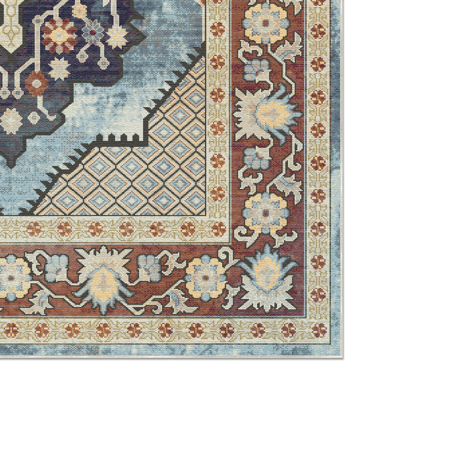 Zephyr Azure Diamond Medallion Teppich