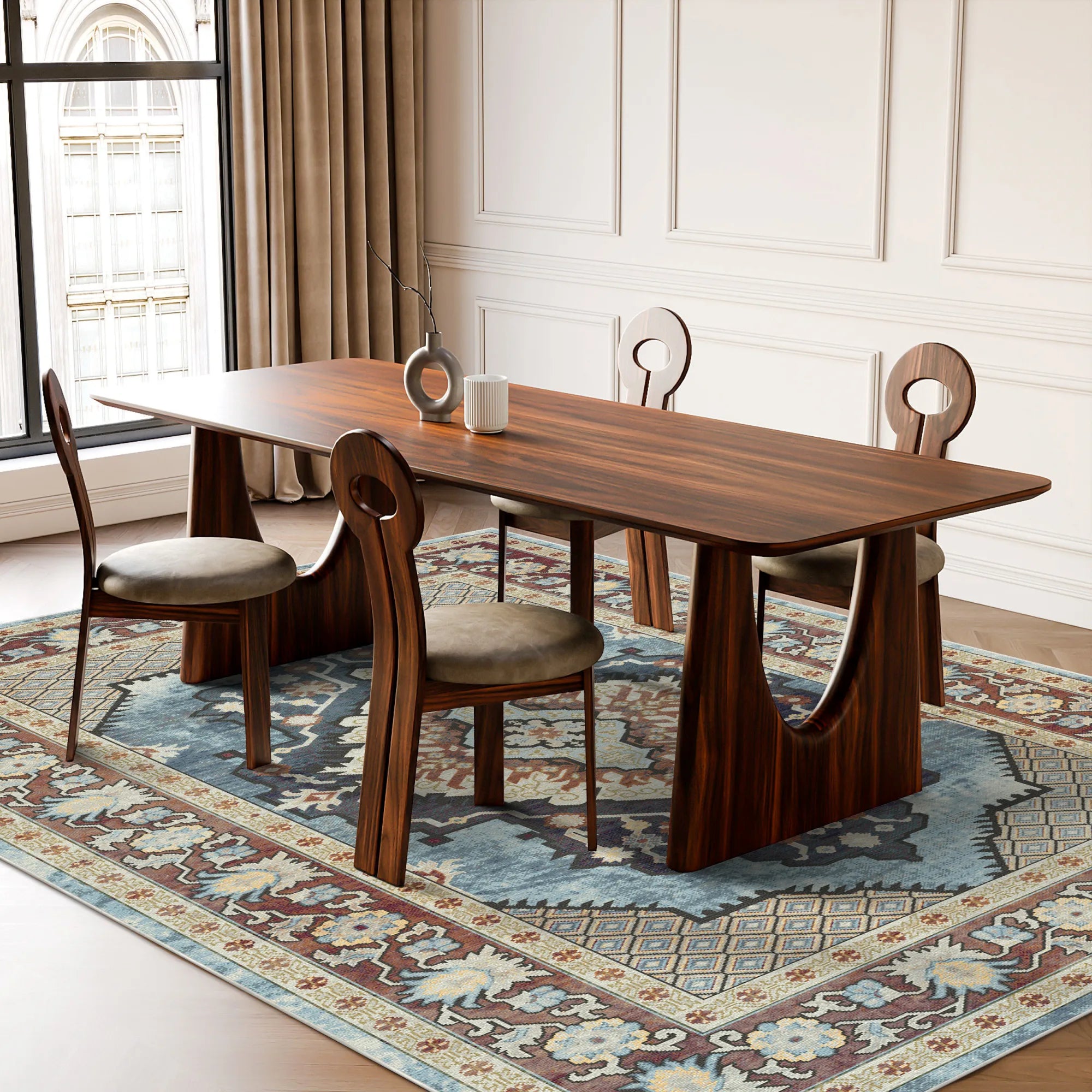 Zephyr Azure Diamond Medallion Teppich