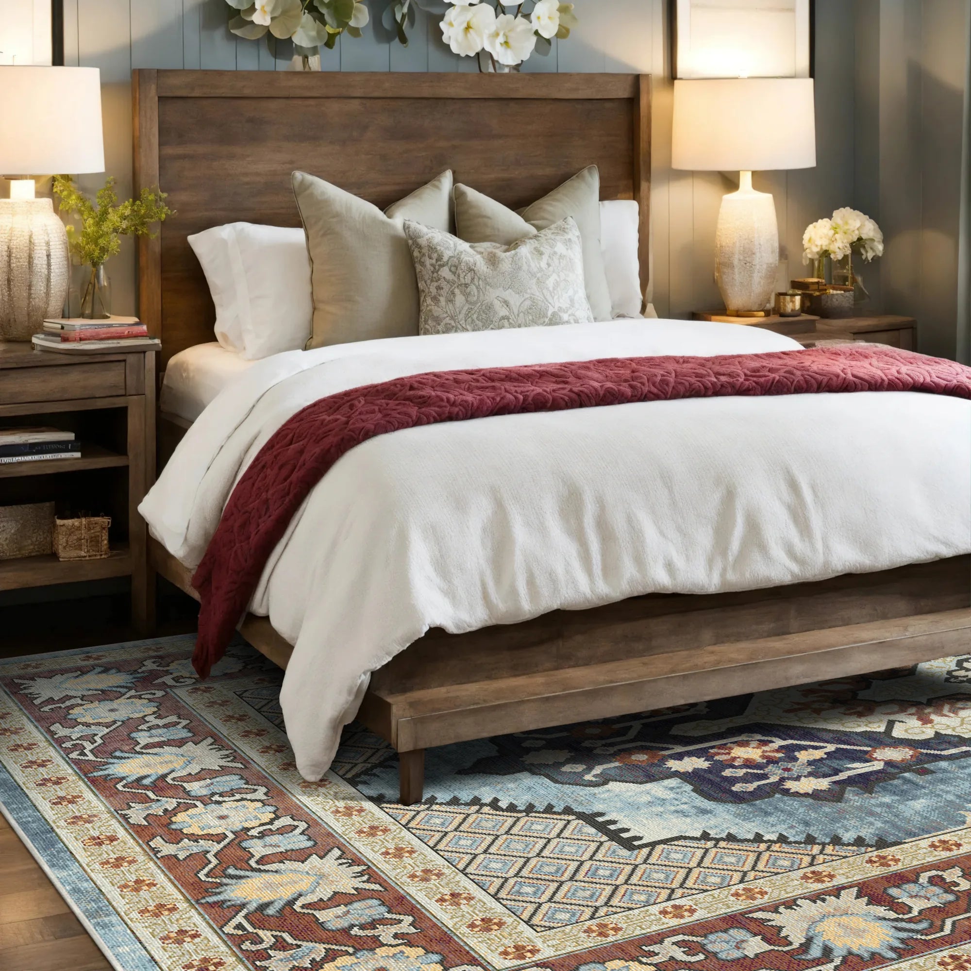 Zephyr Azure Diamond Medallion Teppich