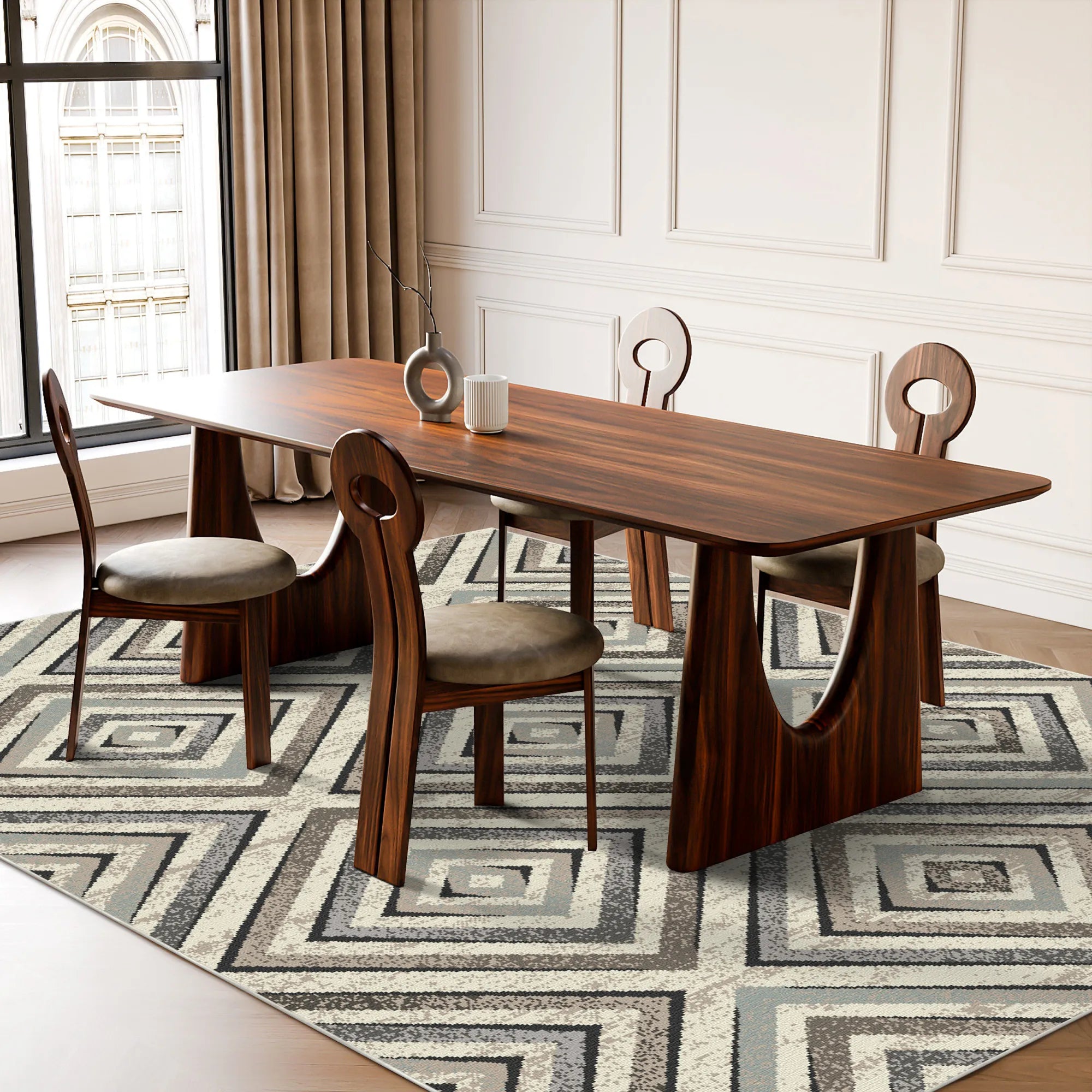 Waschbarer Teppich Nordic Prism Geometric