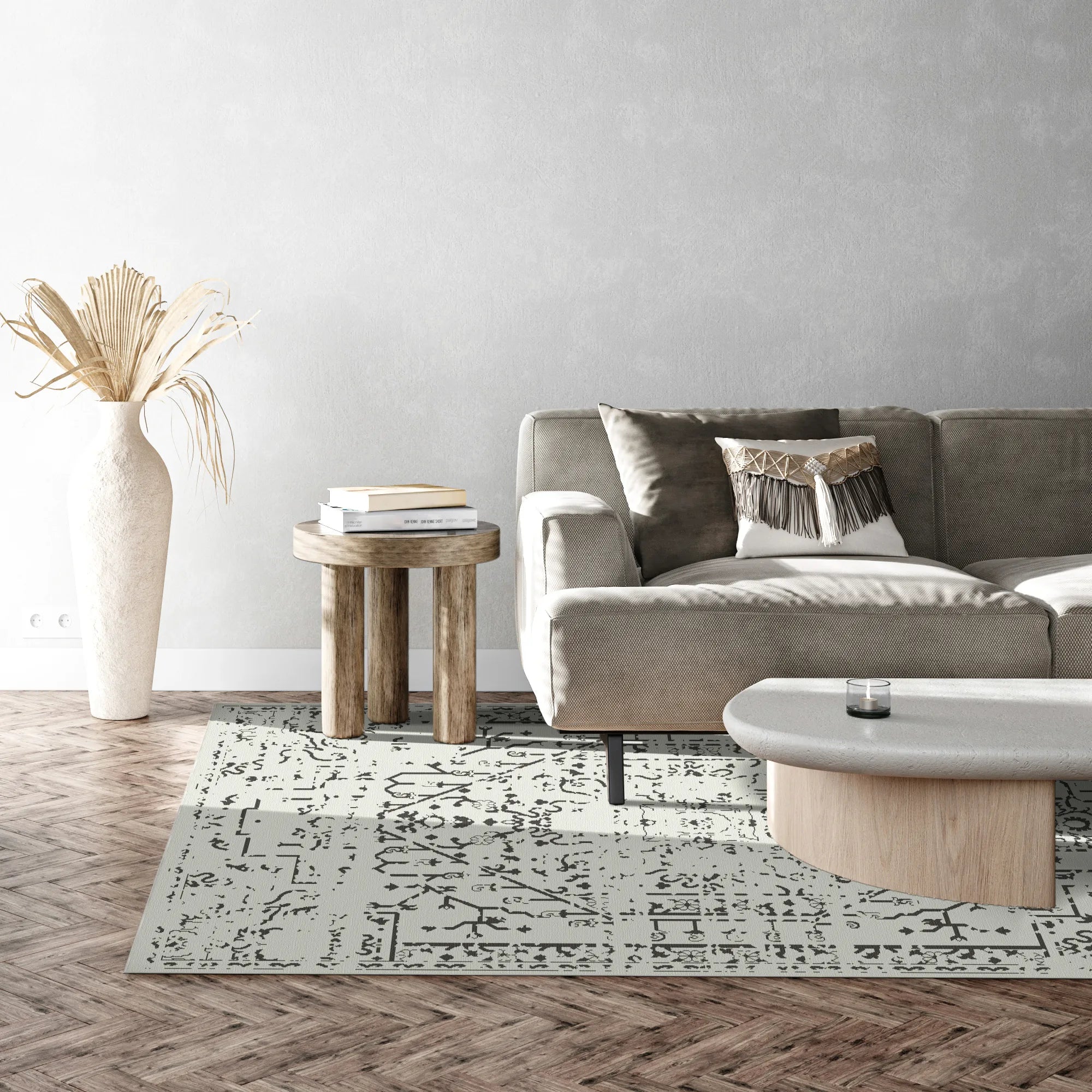 Onyx Cream Emblem Medaillon Teppich