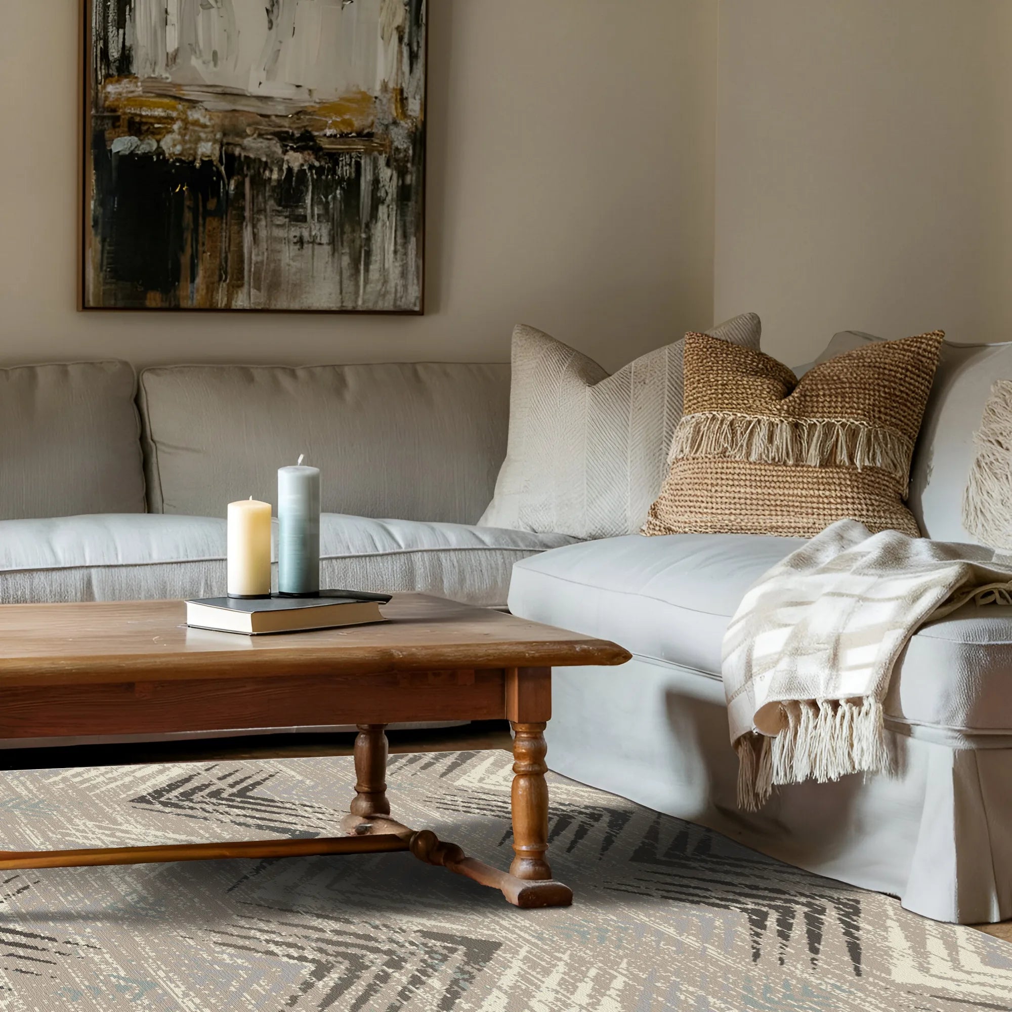 Waschbarer Teppich Tundra Echo im Used-Look