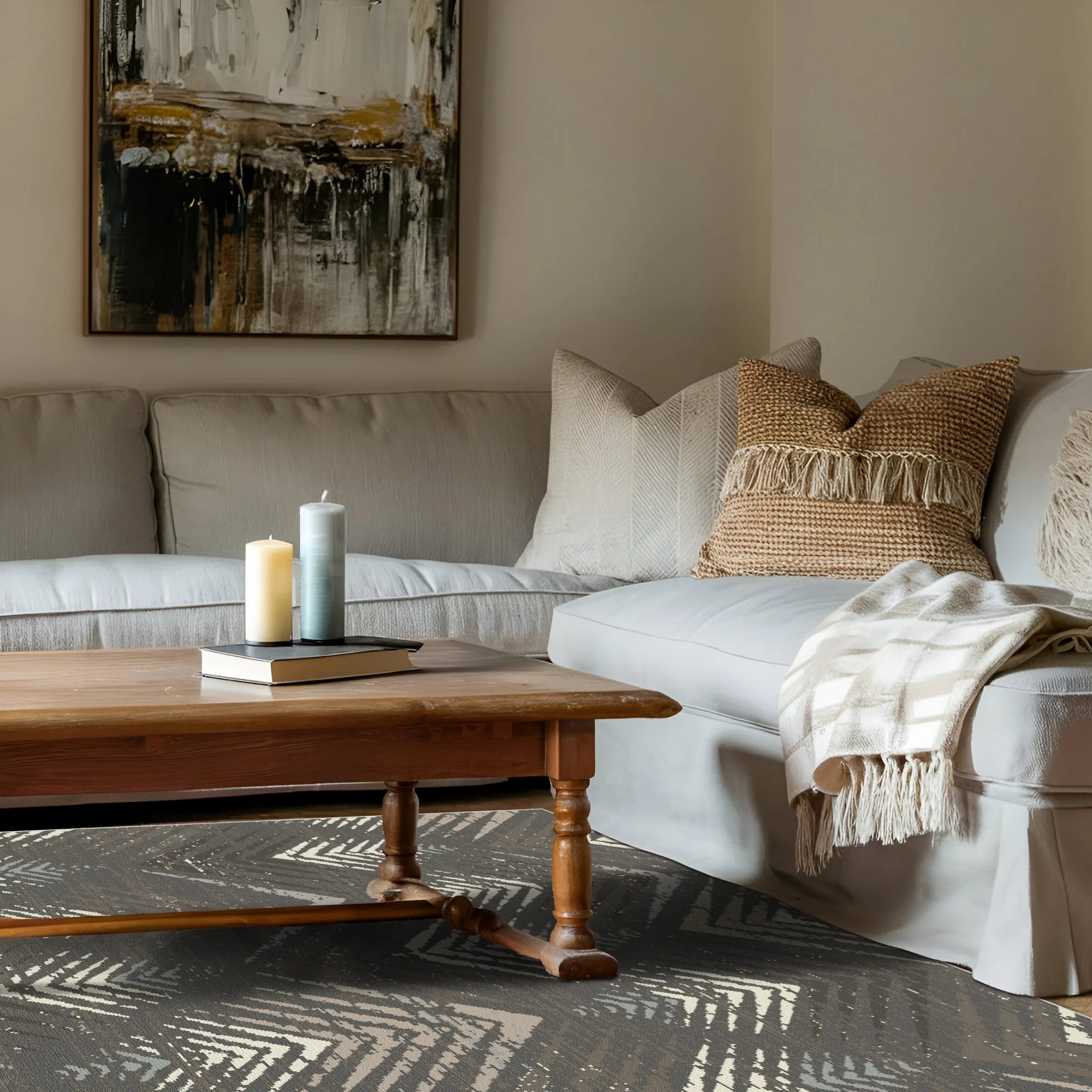 Canyon Shadow Abstrakter Waschbarer Teppich