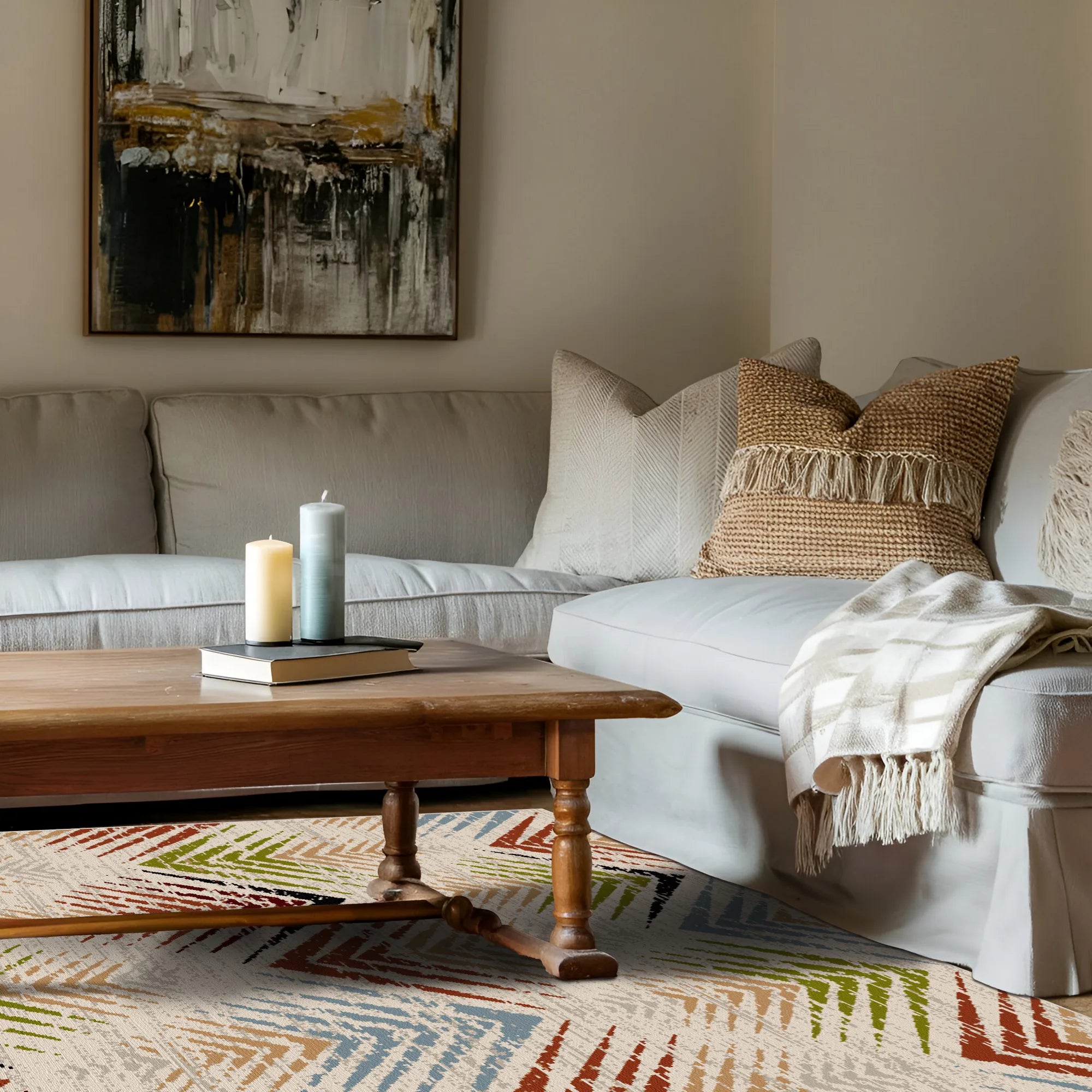 Rio Mosaic Abstrakter Waschbarer Teppich