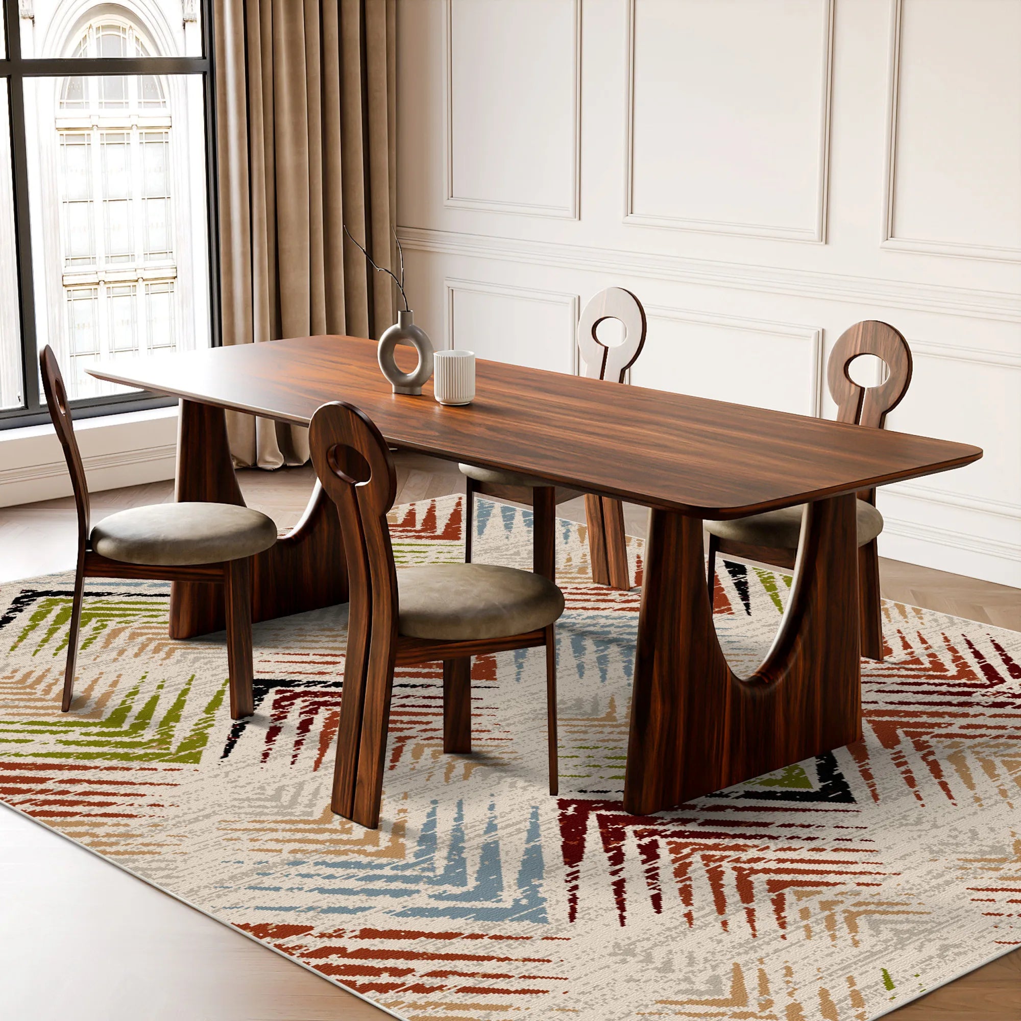 Rio Mosaic Abstrakter Waschbarer Teppich