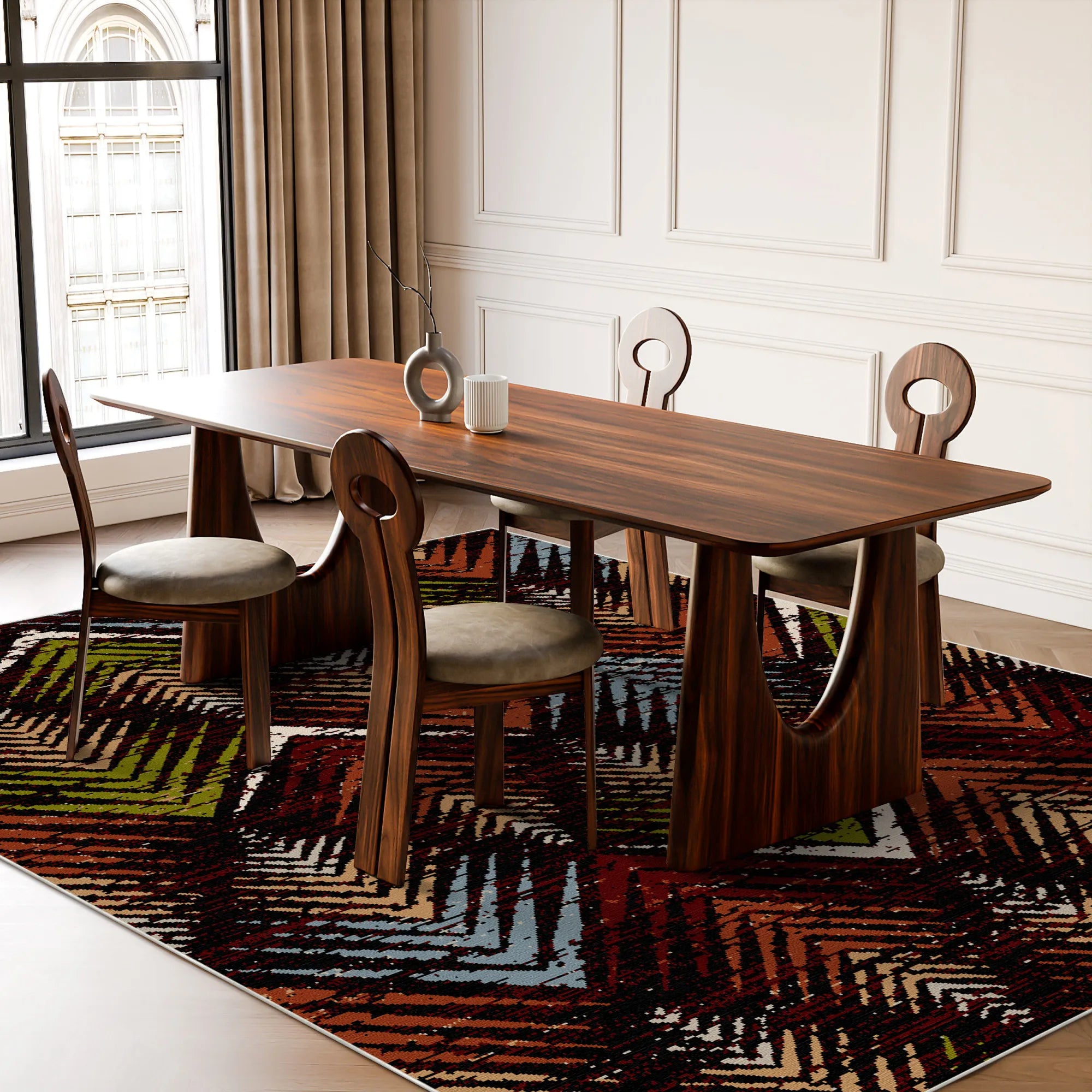 Waschbarer Teppich Ember Peak Abstrakt