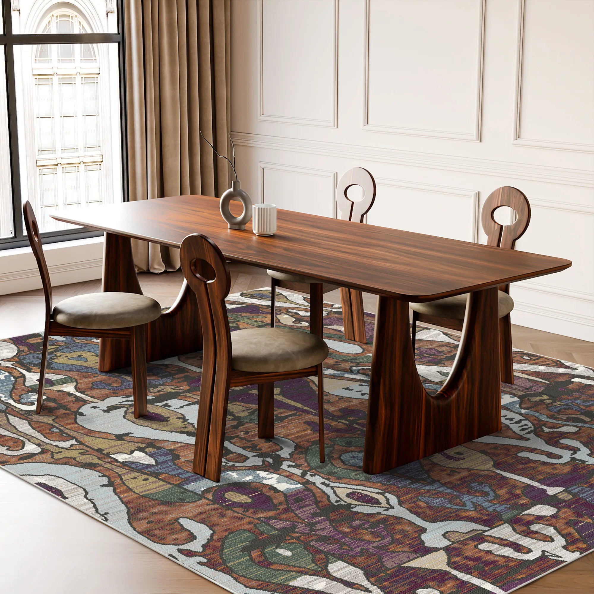 Amber Flux Abstrakter Teppich