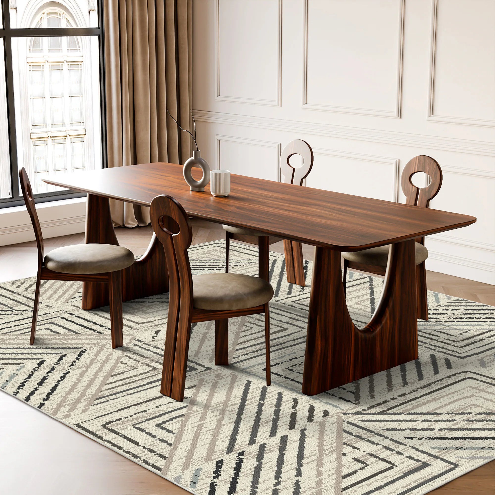 Stone Maze Geometrischer Waschbarer Teppich