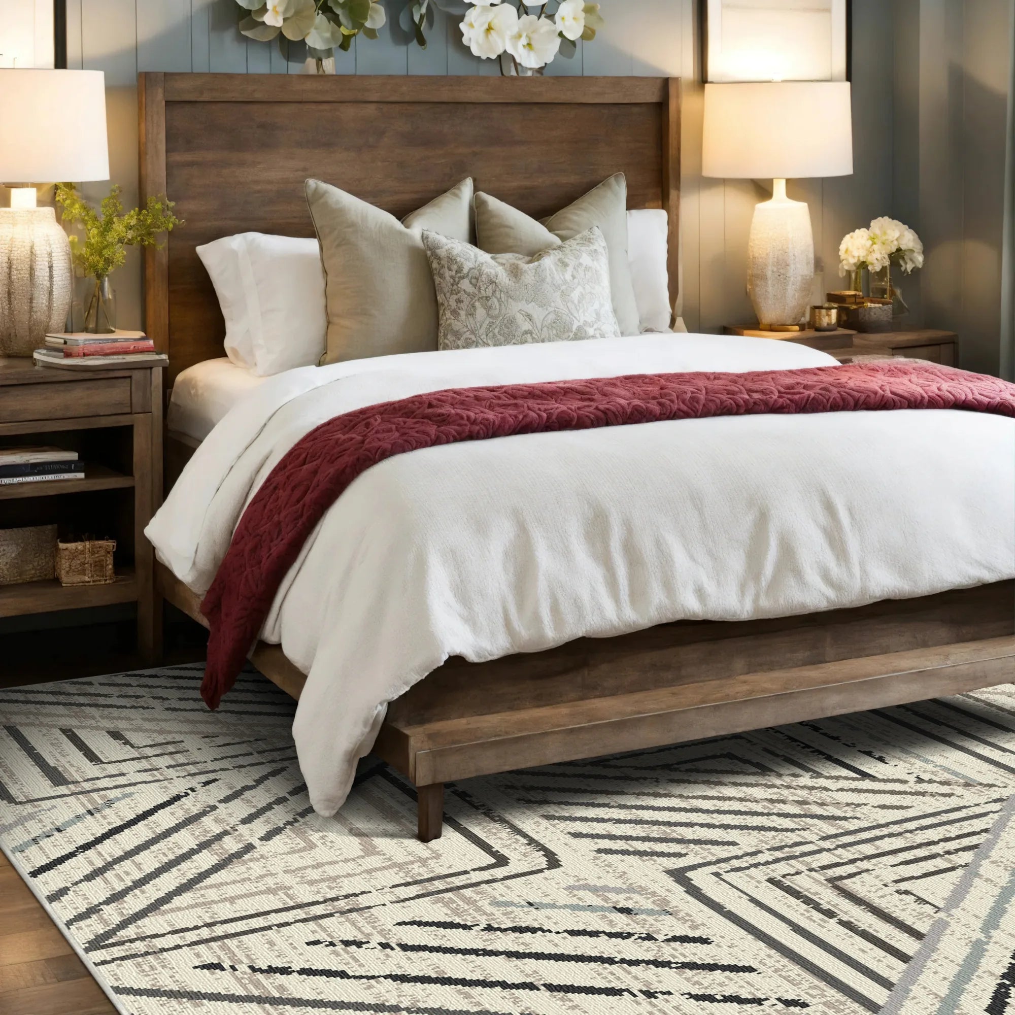 Stone Maze Geometrischer Waschbarer Teppich