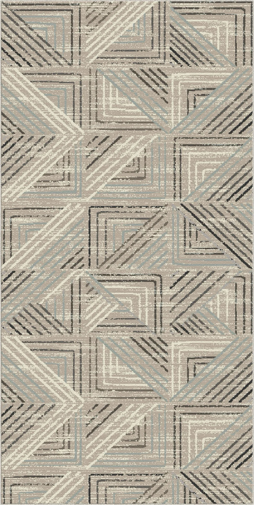 Taupe Labyrinth Geometrischer Waschbarer Teppich