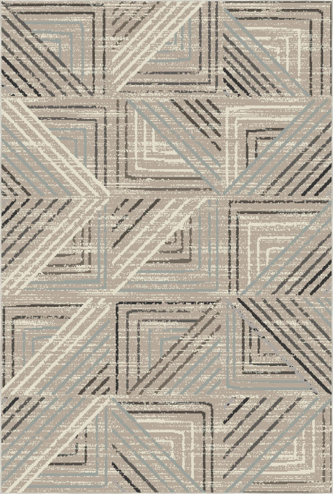 Taupefarbener Geometrischer Waschbarer Teppich Labyrinth