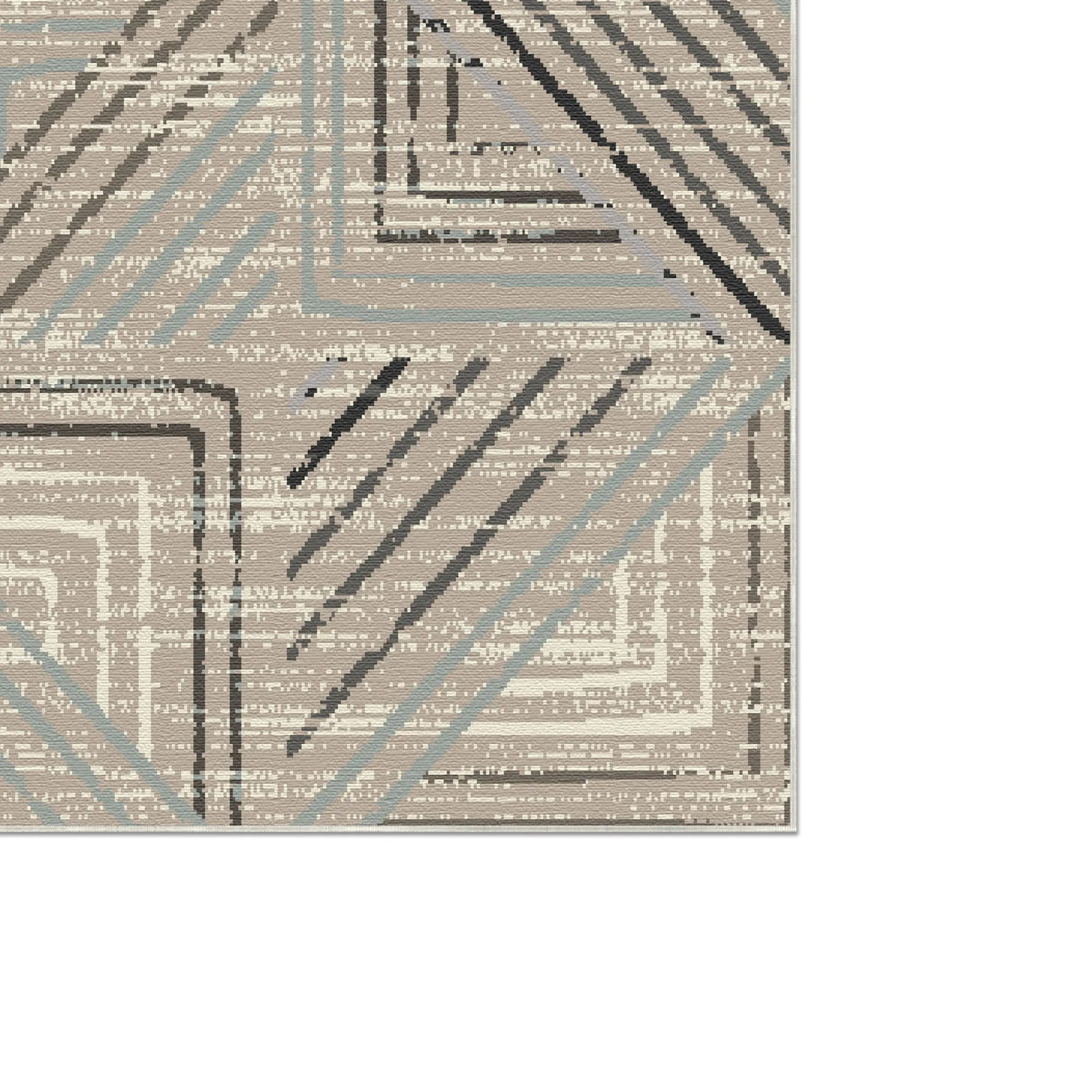 Taupefarbener Geometrischer Waschbarer Teppich Labyrinth