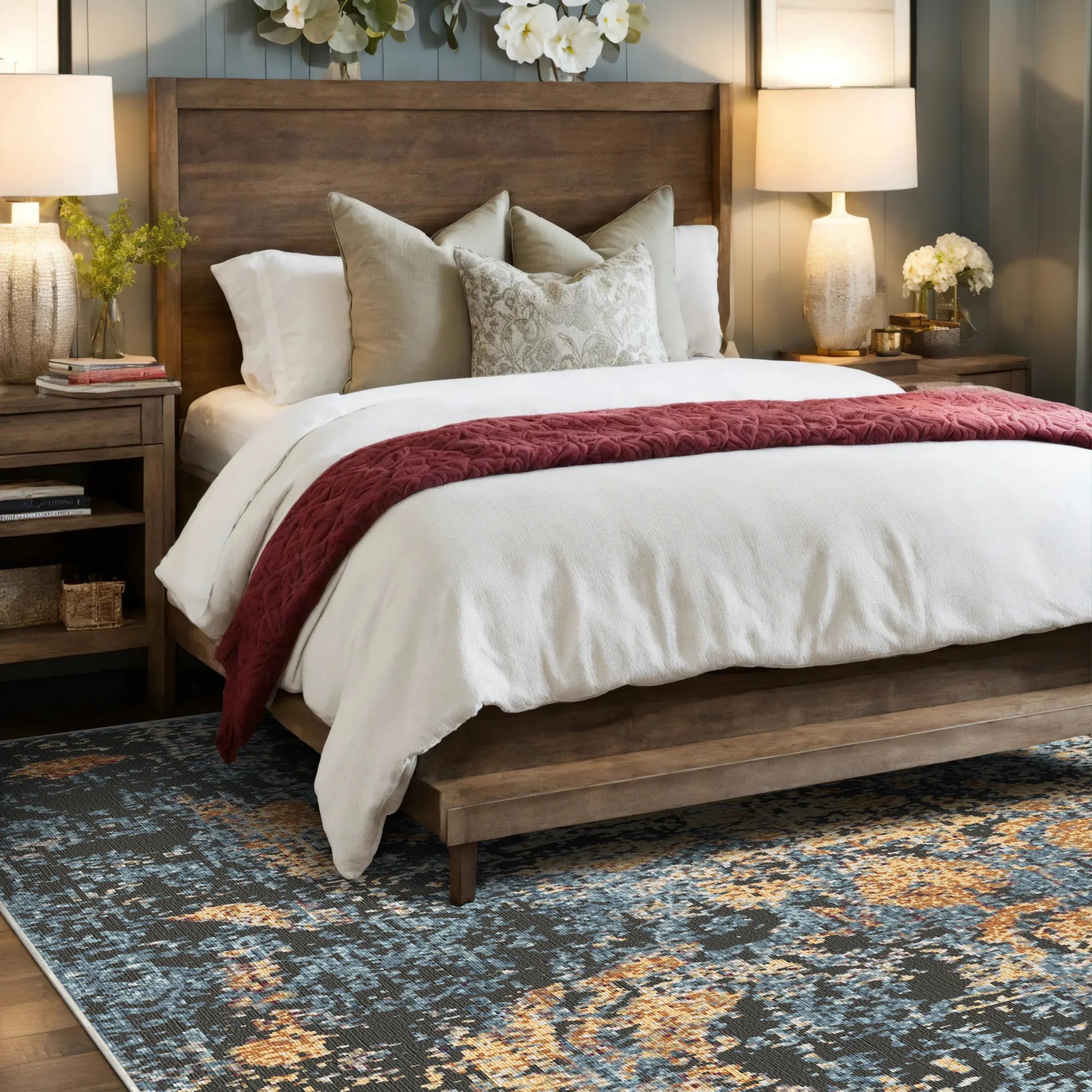 Azure Hearth Medallion Teppich