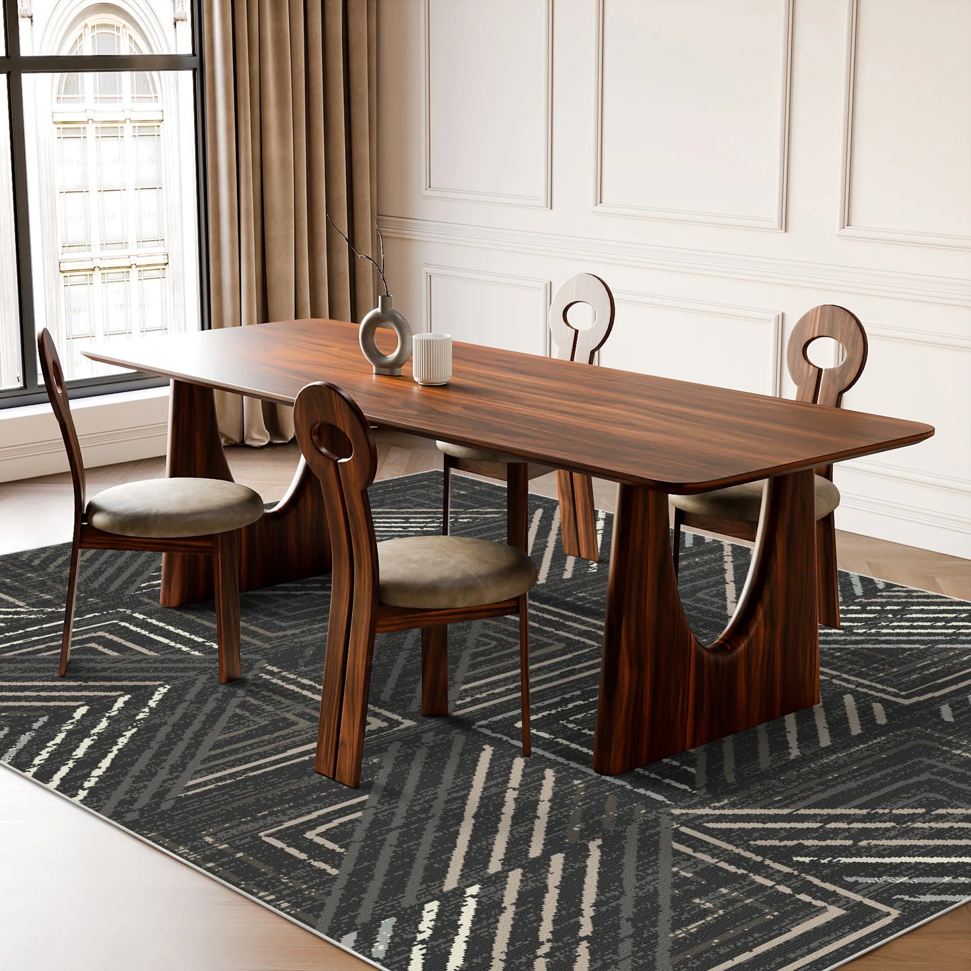 Waschbarer Teppich Graphit Grid Urban