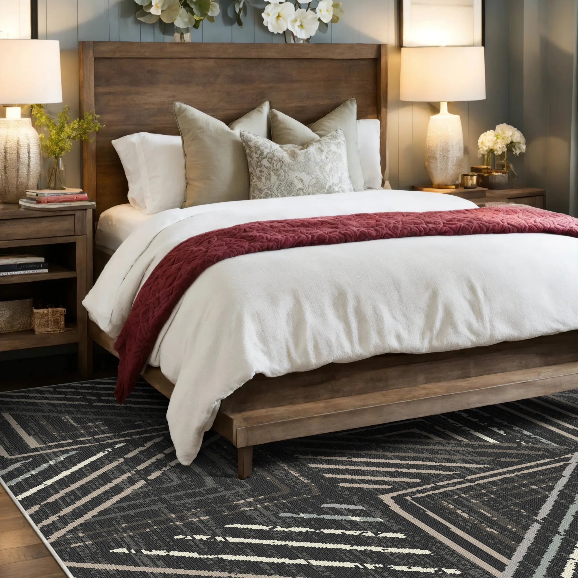 Waschbarer Teppich Graphit Grid Urban