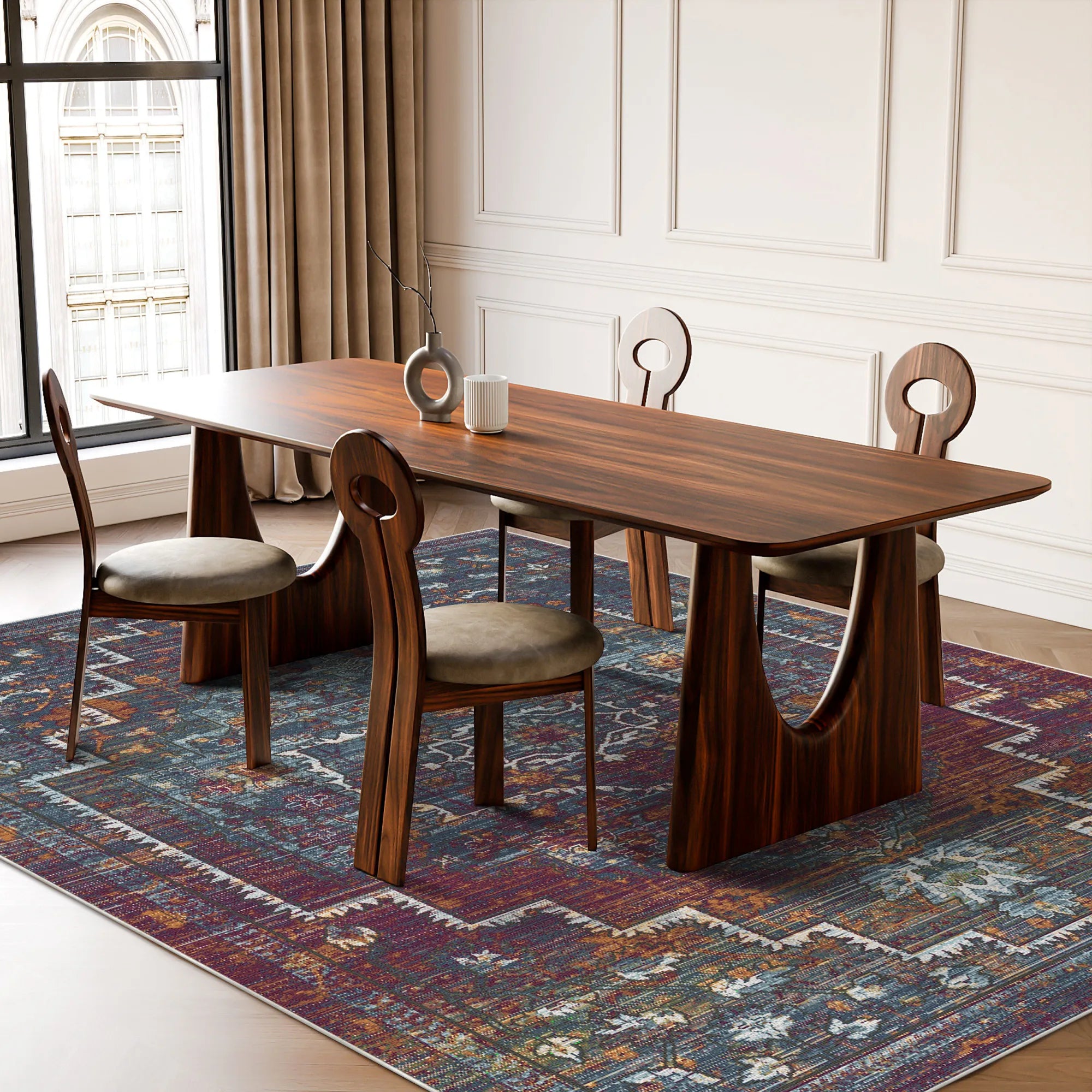 Nachtaktiver Stufenmedaillon Teppich