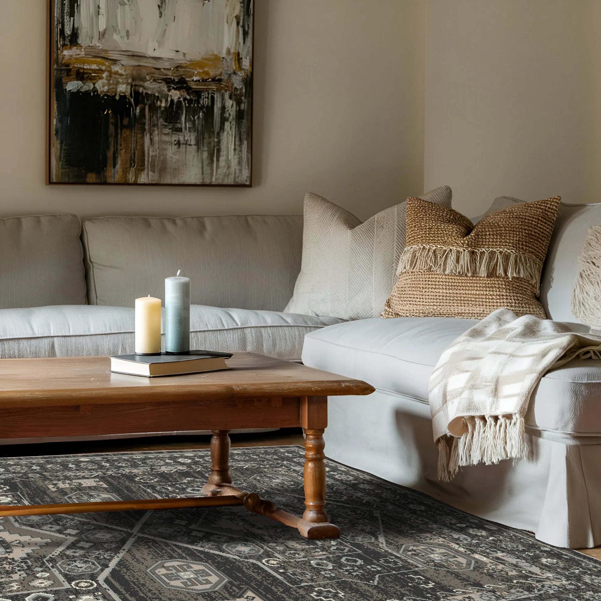 Waschbarer Vintage Teppich Midnight Cave