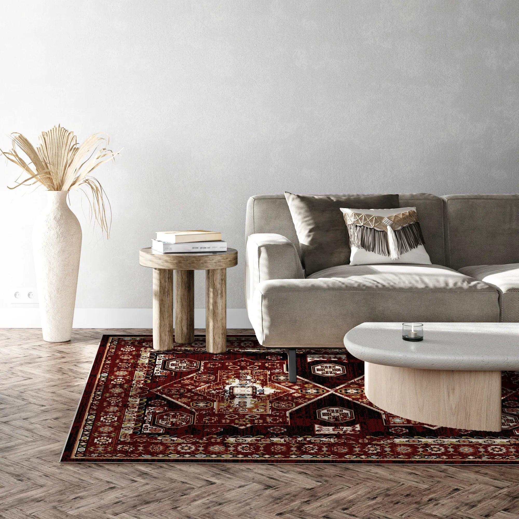 Waschbarer Vintage Teppich in Crimson Shiraz