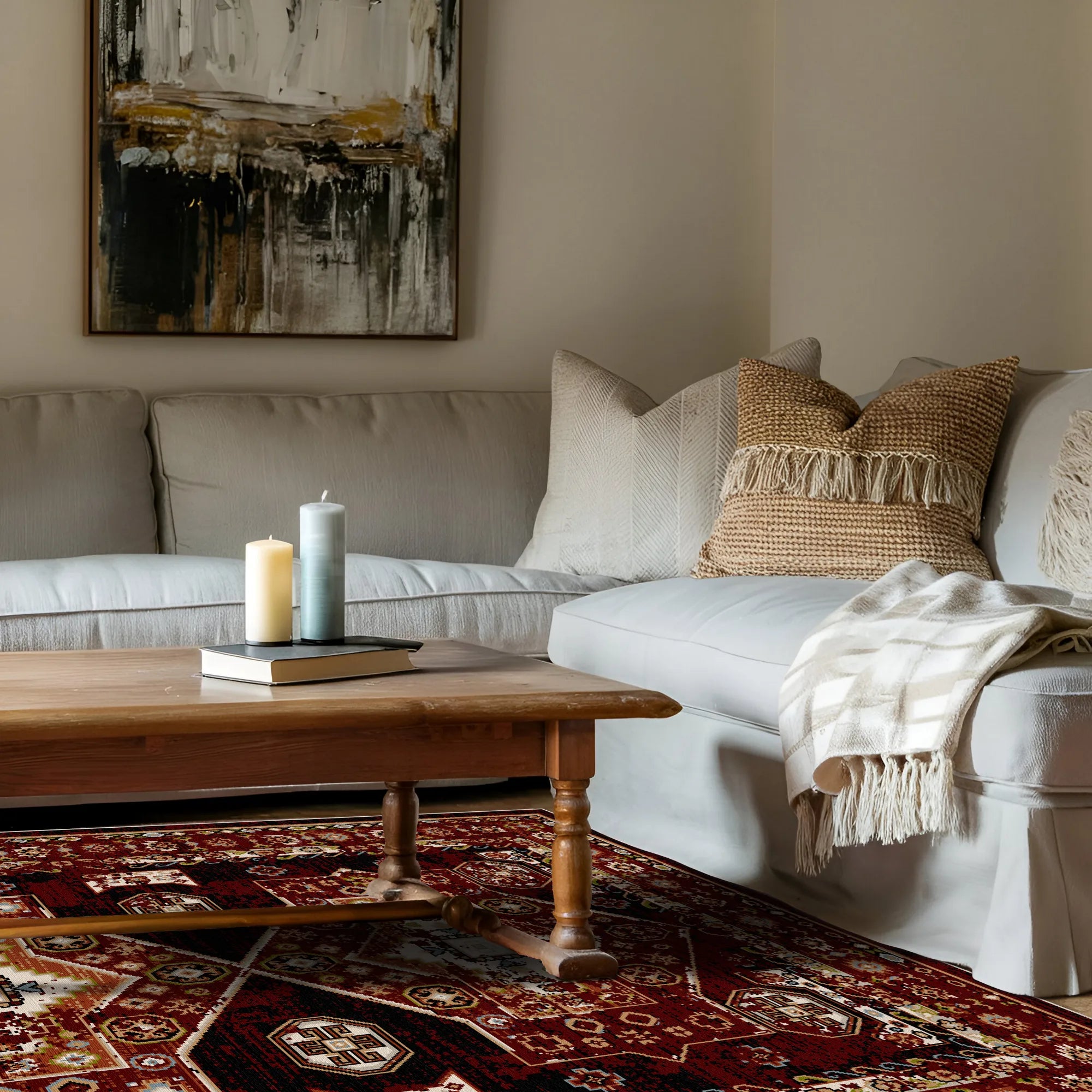 Waschbarer Vintage Teppich in Crimson Shiraz