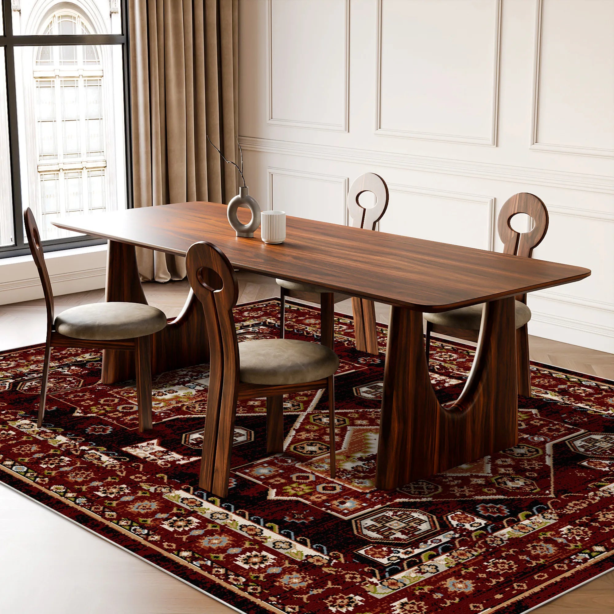 Waschbarer Vintage Teppich in Crimson Shiraz