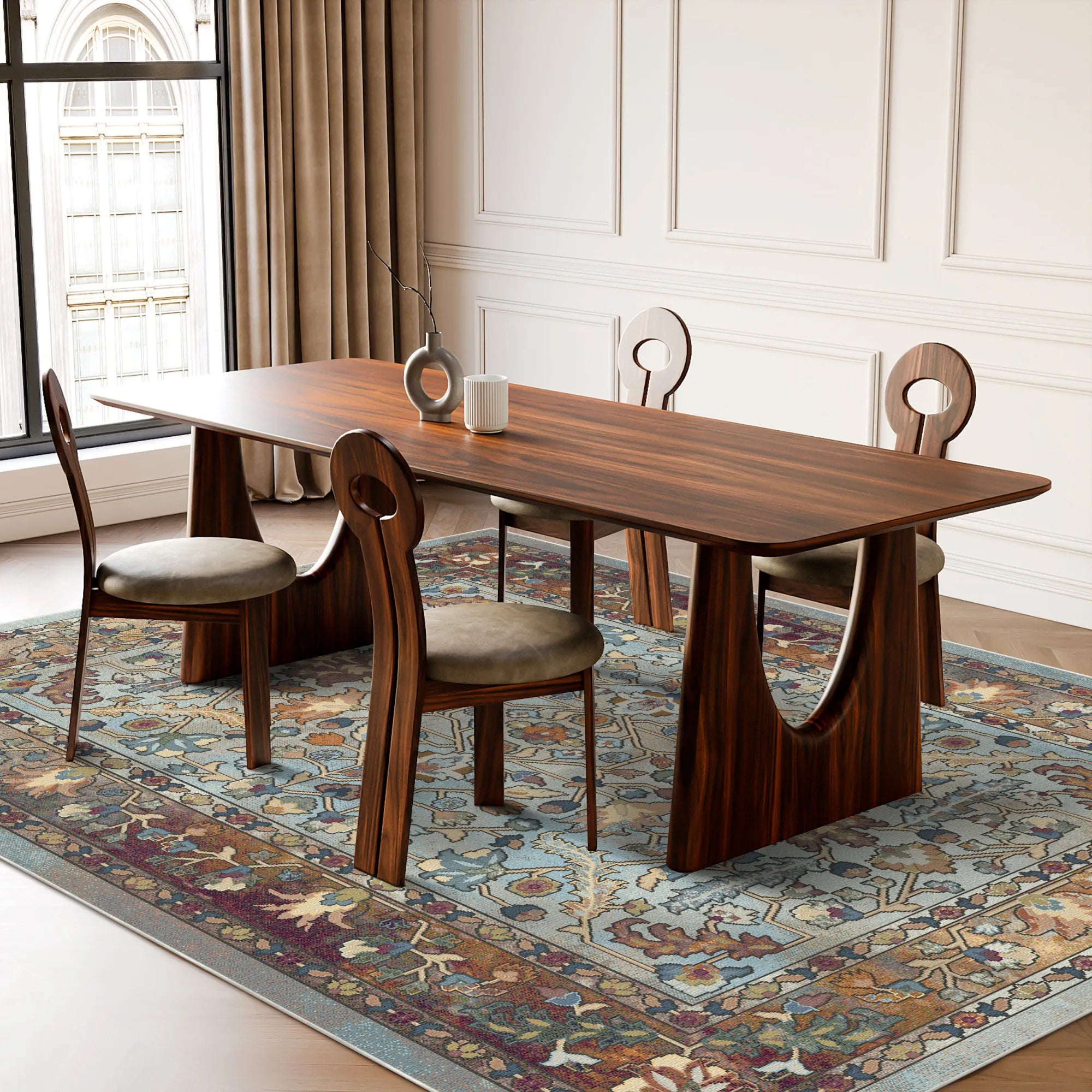 Azurblauer Erbstück Blumenteppich