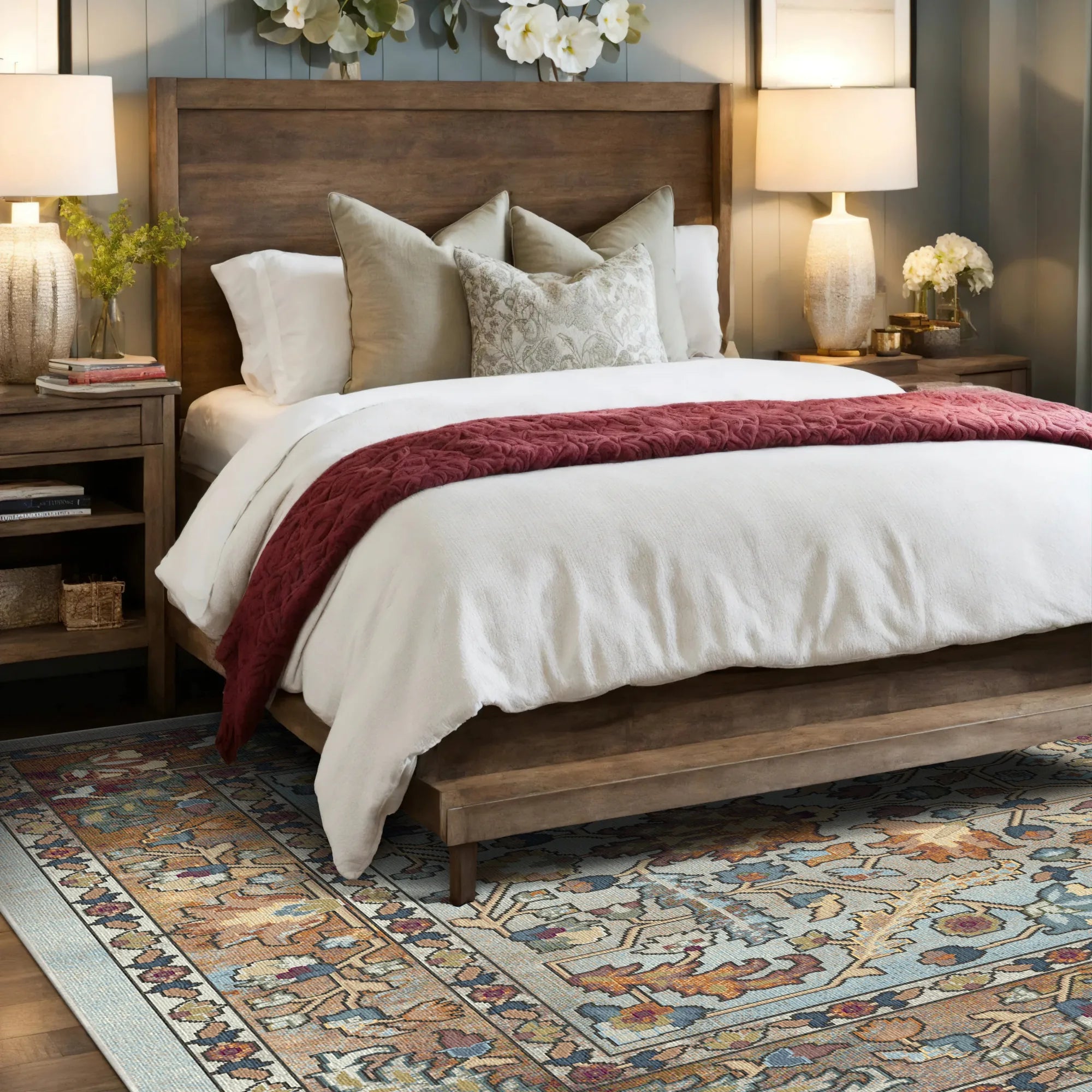 Azurblauer Erbstück Blumenteppich