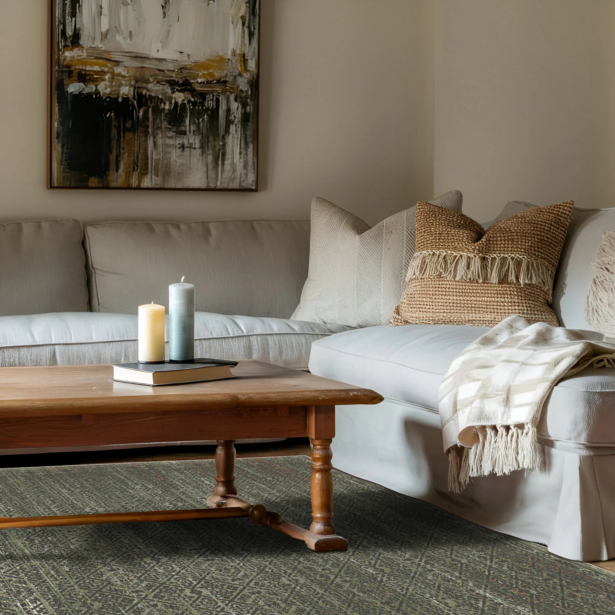 Grüner Chiffre Geometrischer Teppich