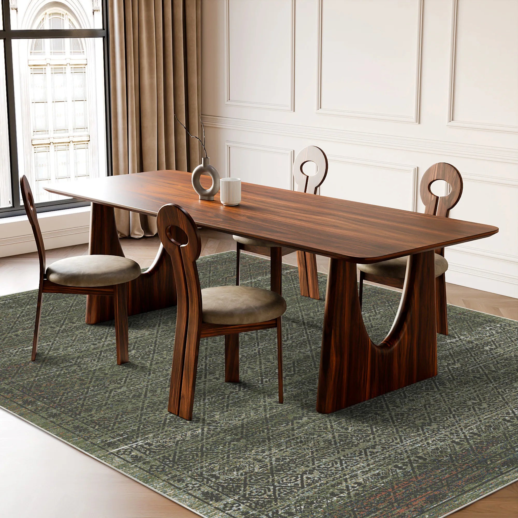 Grüner Chiffre Geometrischer Teppich