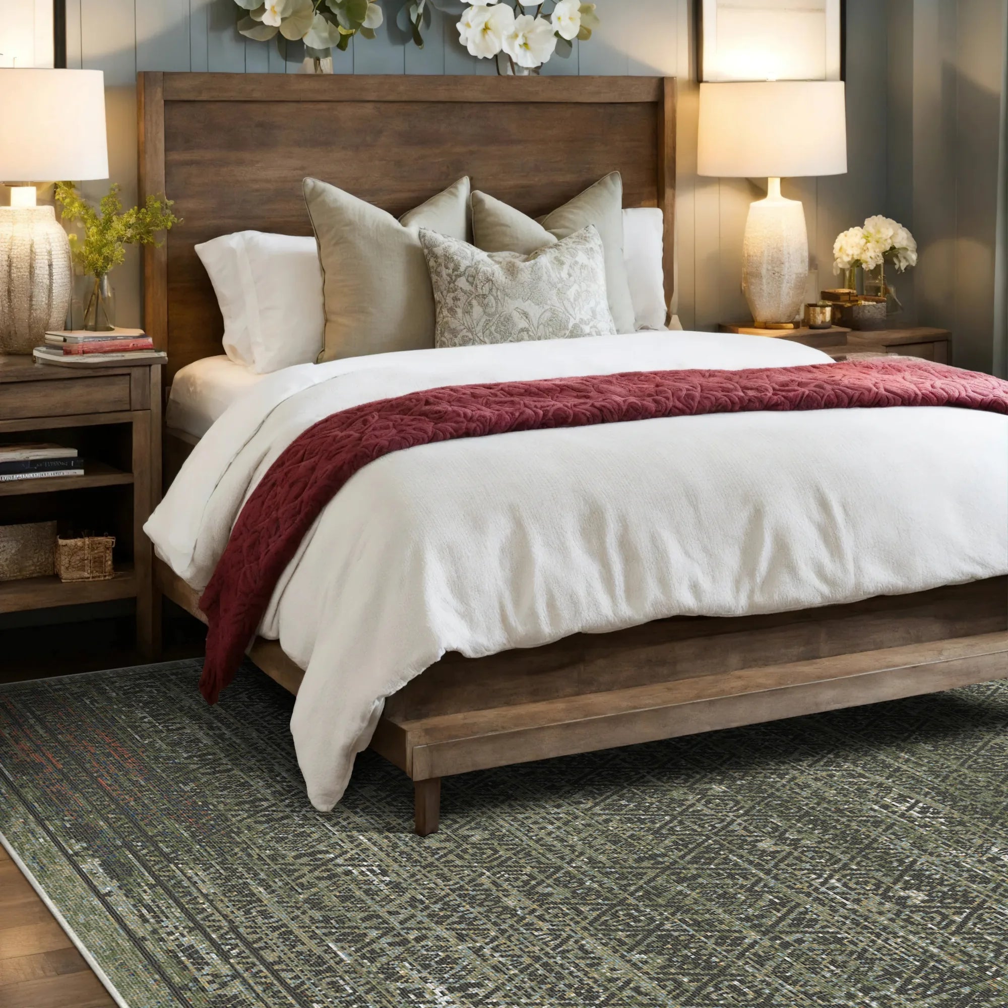 Grüner Chiffre Geometrischer Teppich