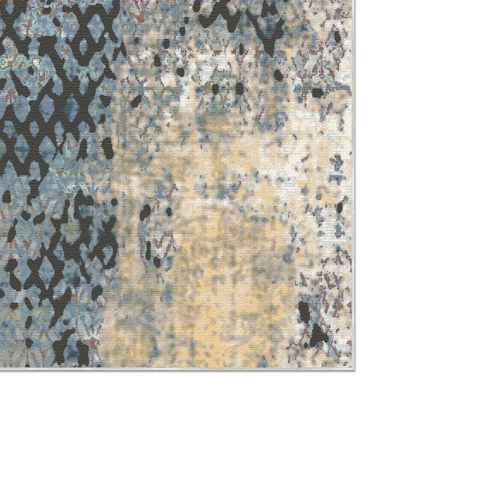 Vintage Blauer Teppich mit Abgenutztem Rankenmuster