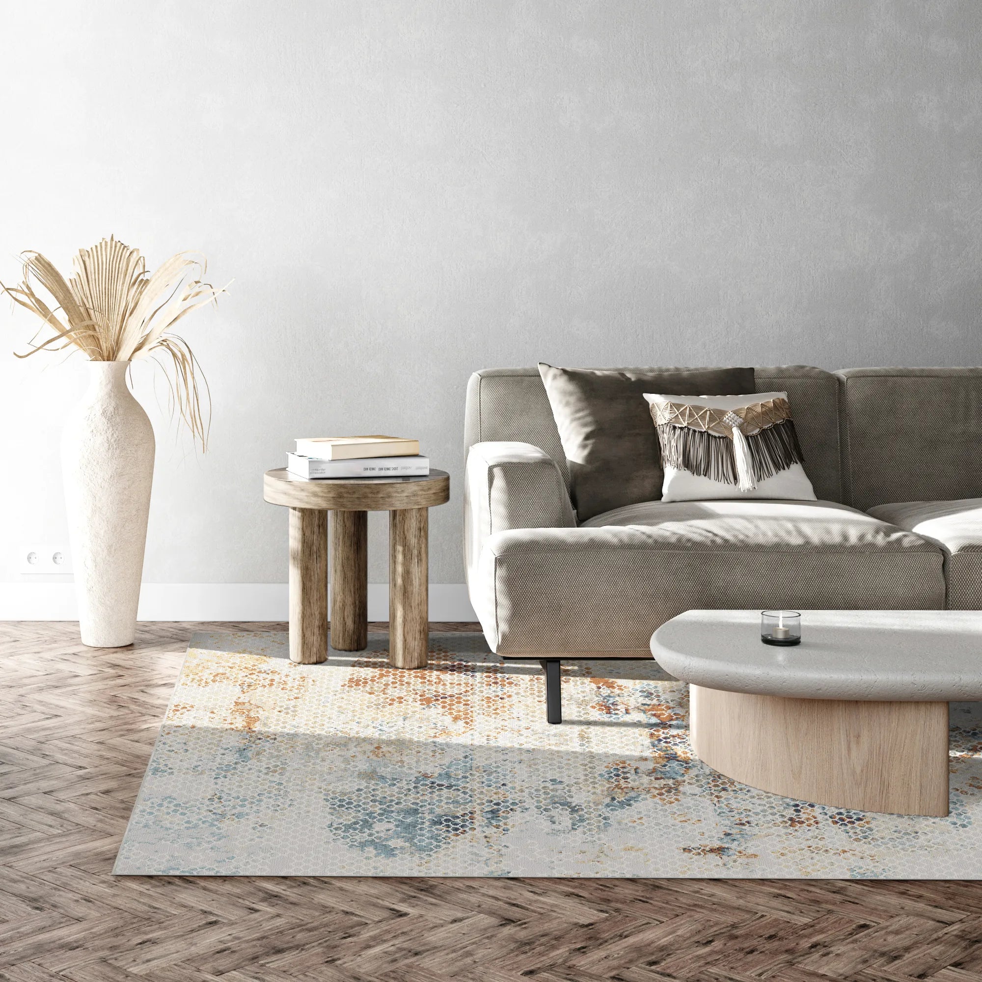 Abstrakter Teppich mit Leuchtendem Gittermuster