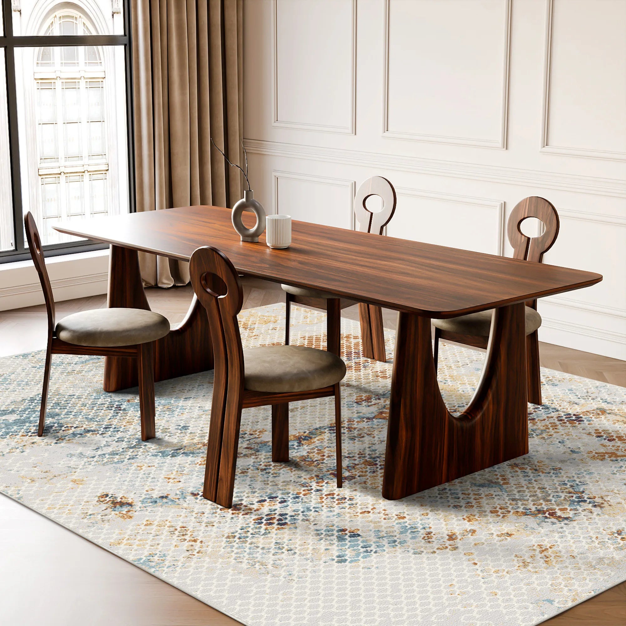 Abstrakter Teppich mit Leuchtendem Gittermuster