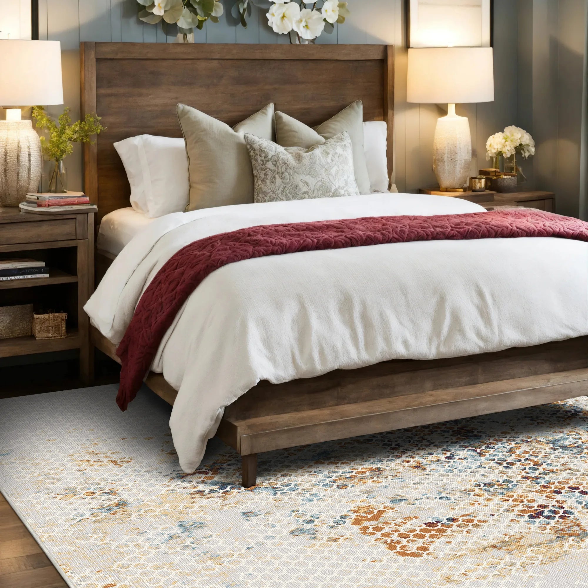 Abstrakter Teppich mit Leuchtendem Gittermuster